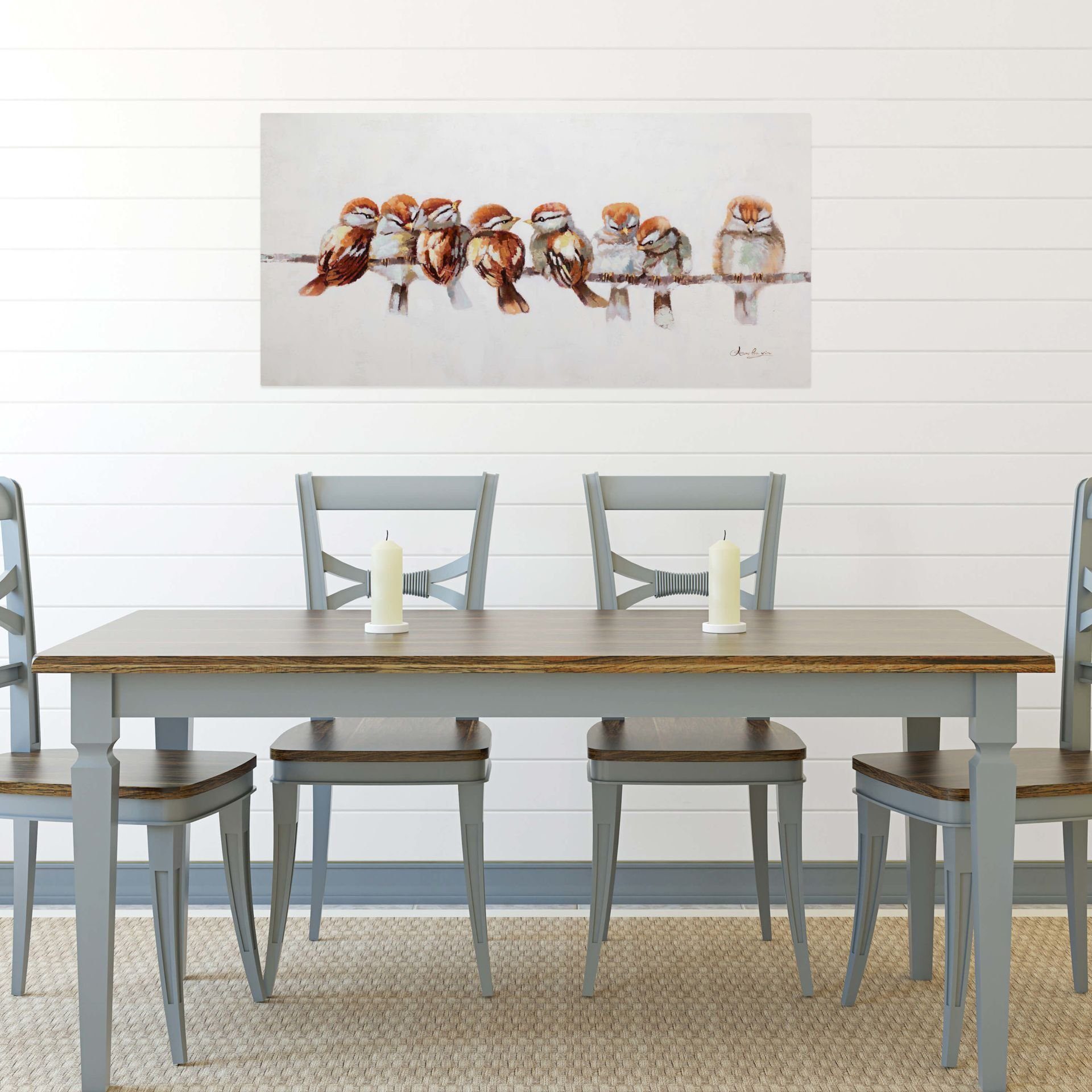 HANDGEMALT Wandbild KUNSTLOFT 120x60 Gemälde cm, Happy Leinwandbild Family Reunion Wohnzimmer 100%