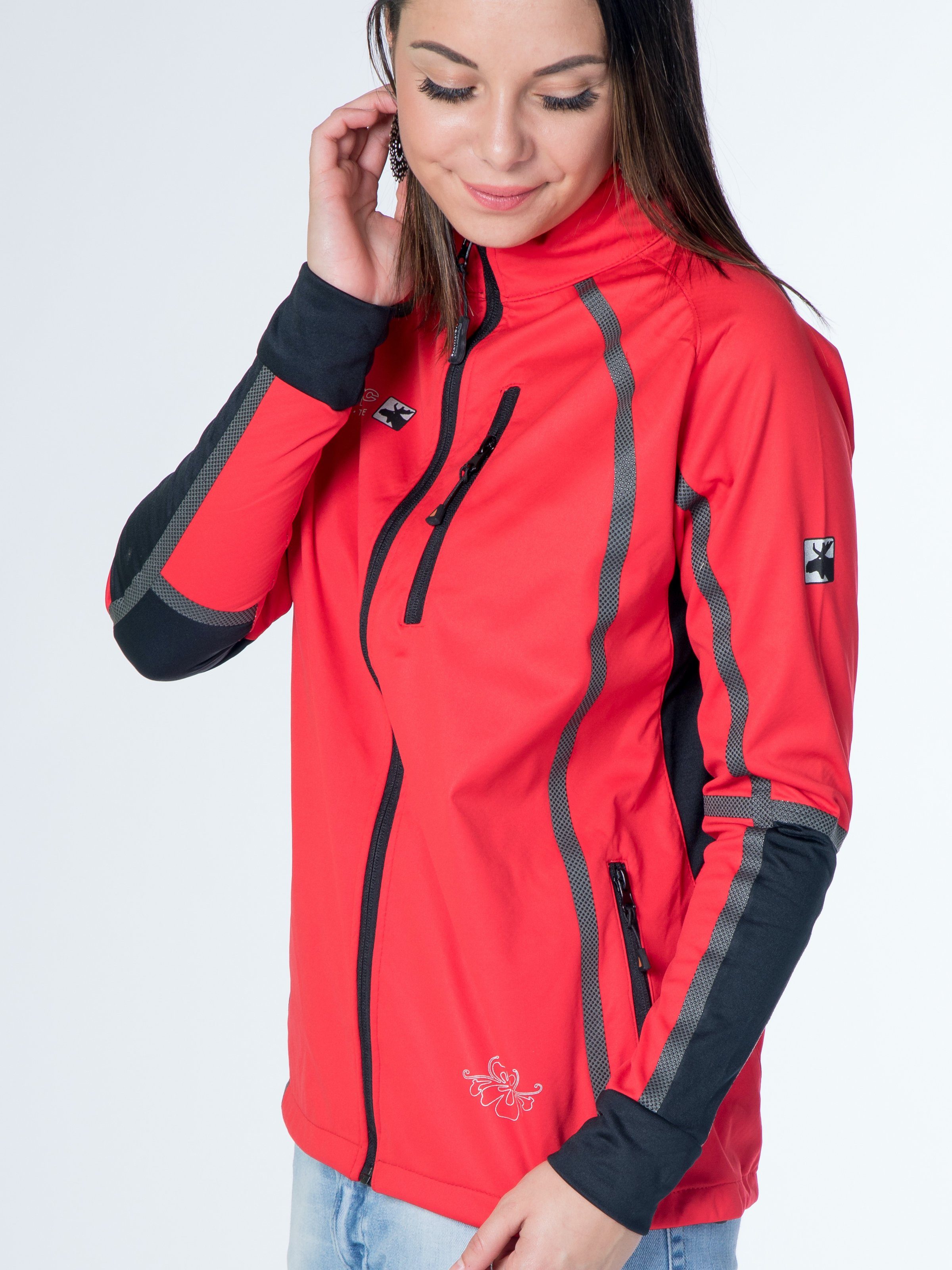 DEPROC Active Softshelljacke THORSBY sportlichen Mit CS Mid-layer Women NEW red Ärmeleinsätzen