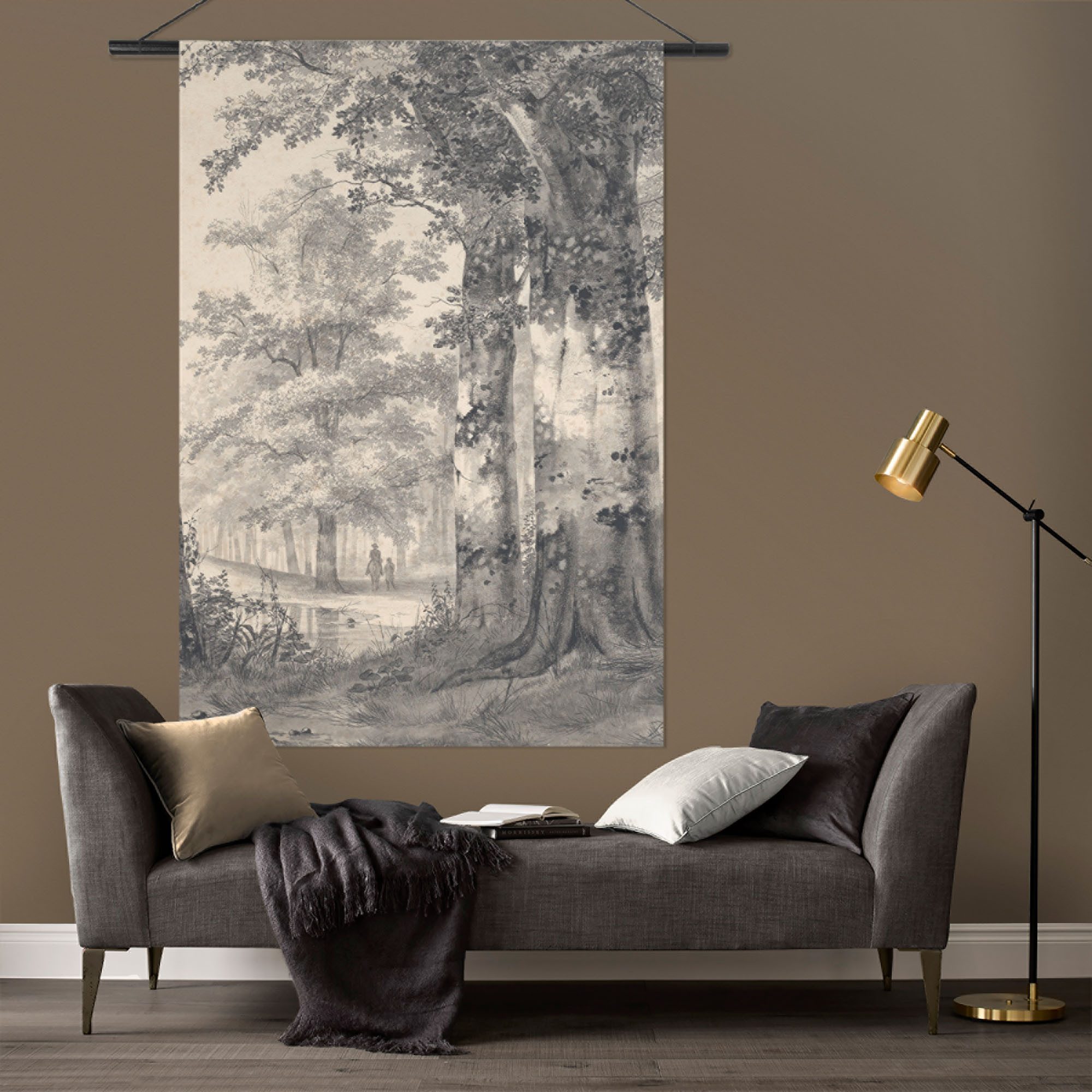 Art for the home Wandbild Vintage Wald, (1 St), Wandteppich XL