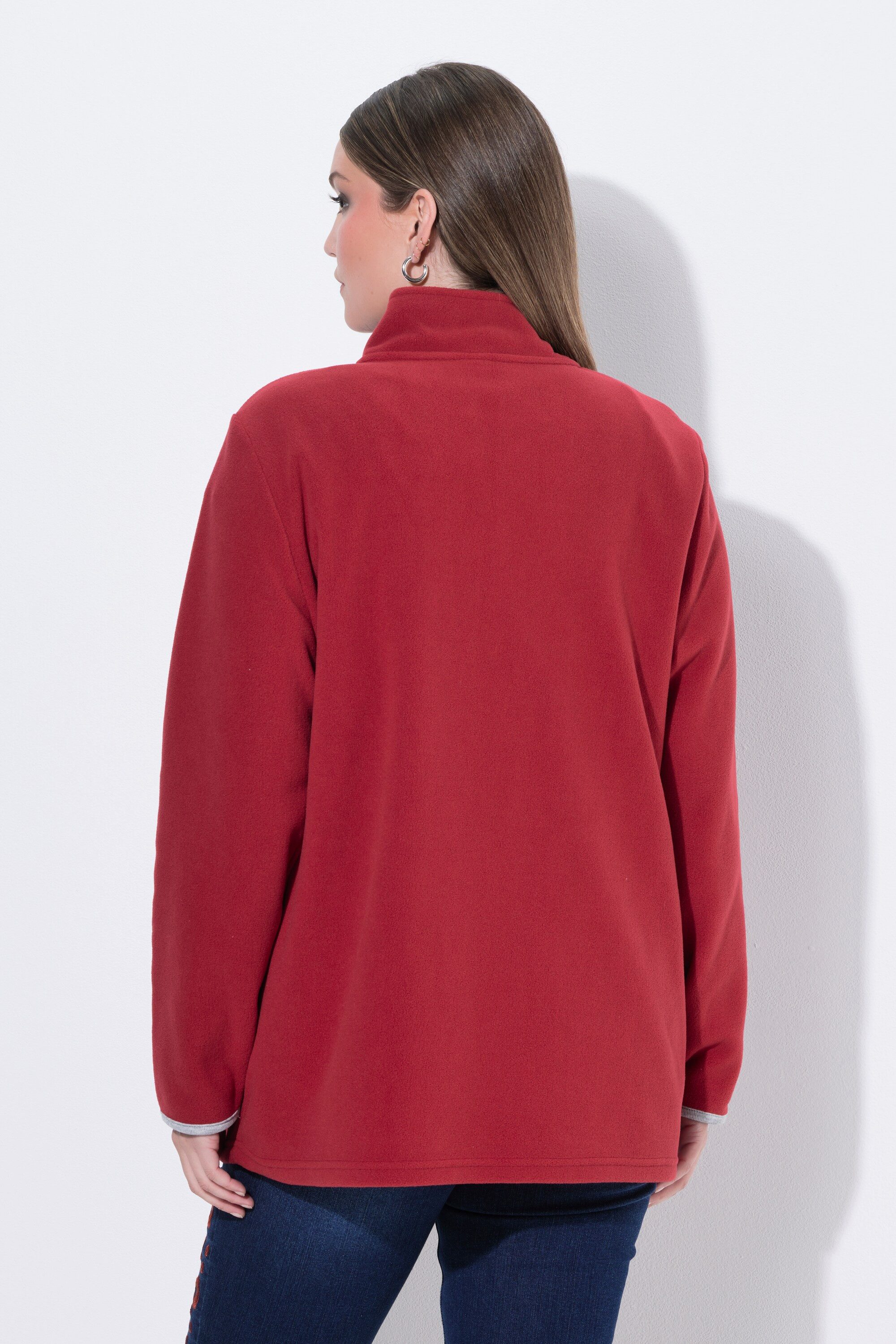 Ulla Popken Sweatjacke Trachten-Fleecejacke Edelweiß-Stickerei
