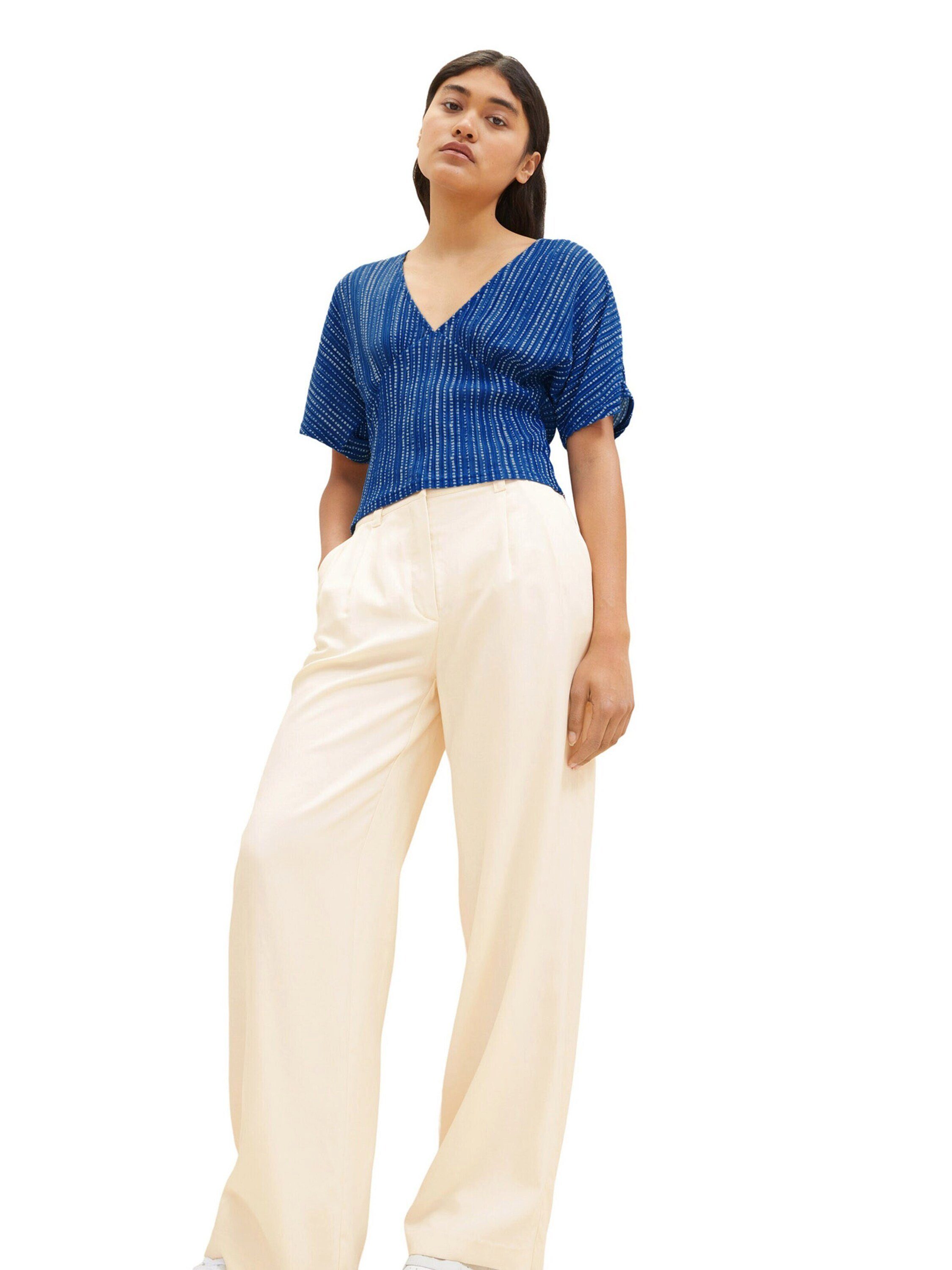 TOM TAILOR Denim Kurzarmbluse (1-tlg) Drapiert/gerafft