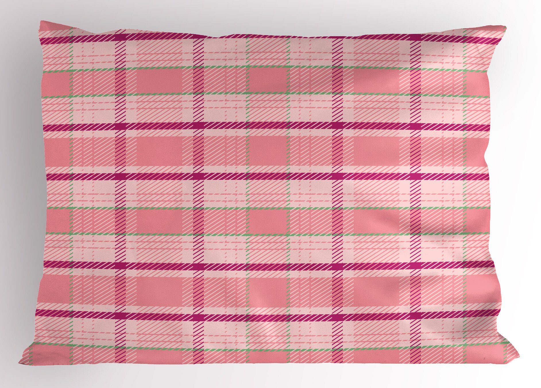Queen Kissenbezüge Stück), Dekorativer Abakuhaus Gedruckter Rosa Tartan-Plaid-Muster-Quadrate Size (1 Kopfkissenbezug,