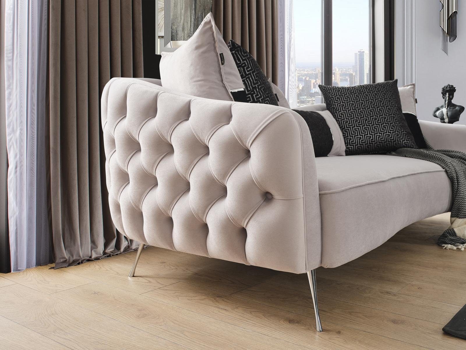 Stoff, Europa Modern in Design Sofas Teile, Sofa Made Sofa Chesterfield Dreisitzer 1 JVmoebel 3 Sitzer