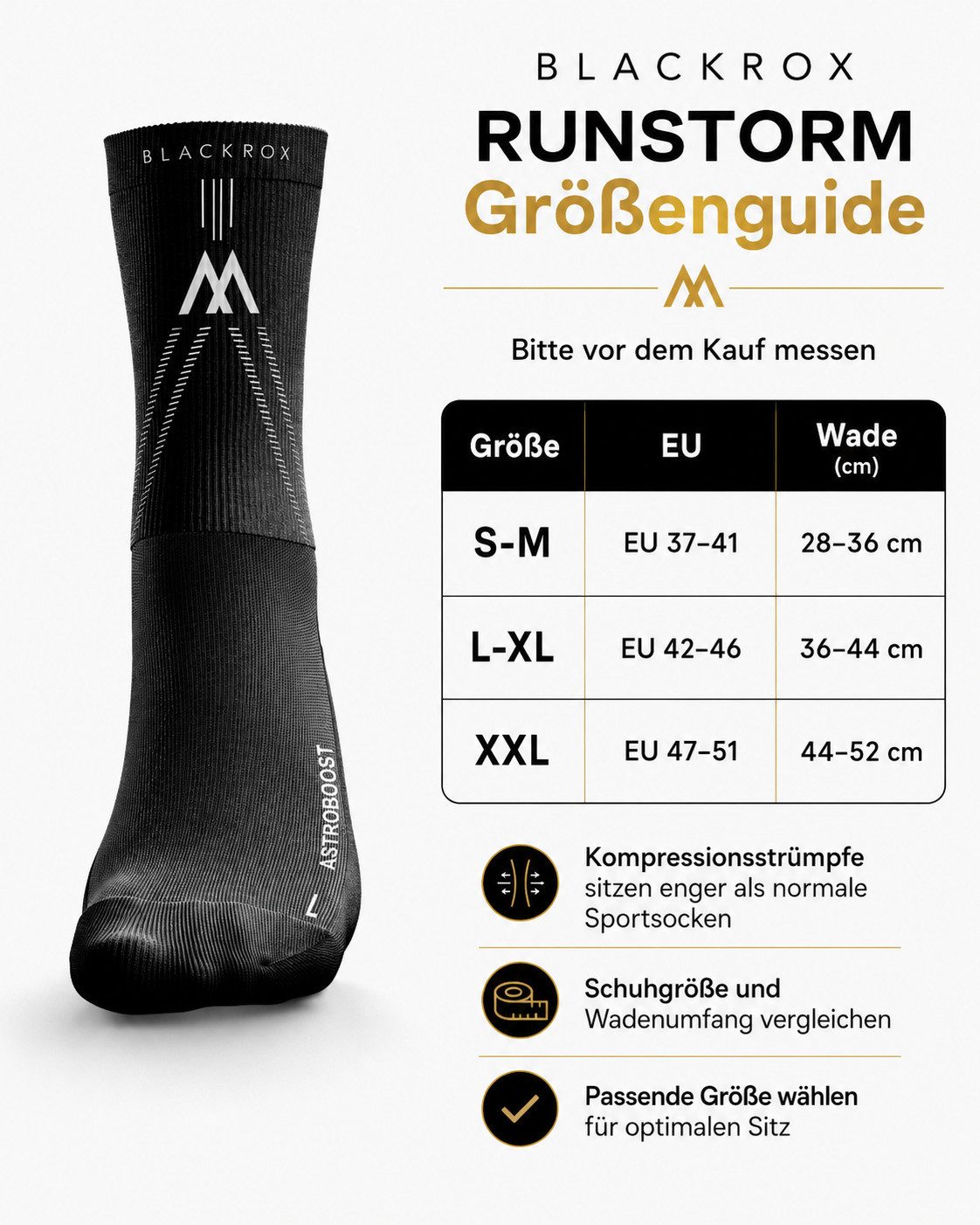 BLACKROX Kompressionsstrümpfe [Vergleichssieger 2026] RUNSTORM V1, Gr. S-XL, Damen und Herren – Bild 2 von 5