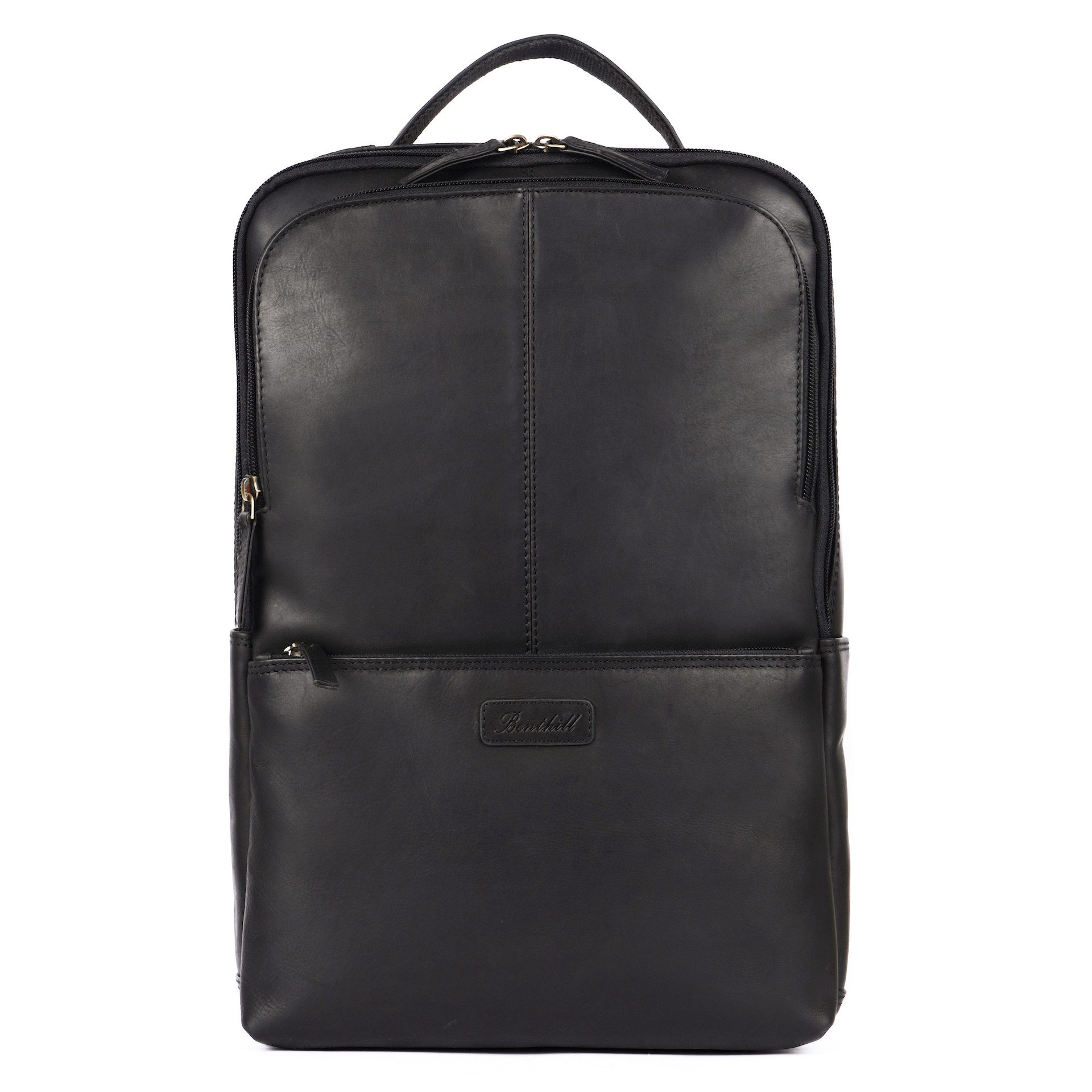 Benthill Rucksack Rucksack Echt Leder Damen Herren Lederrucksack Daypack Backpack, Reißverschlussfach – Bild 2 von 5