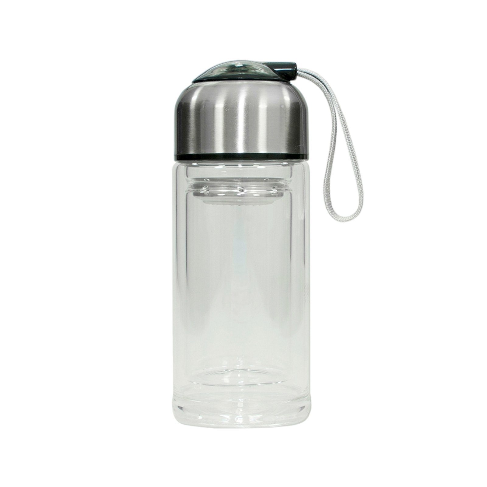 HTI-Line Trinkflasche Trinkflasche mit Siebeinsatz Schwarz, Glasflasche Teeflasche ToGo