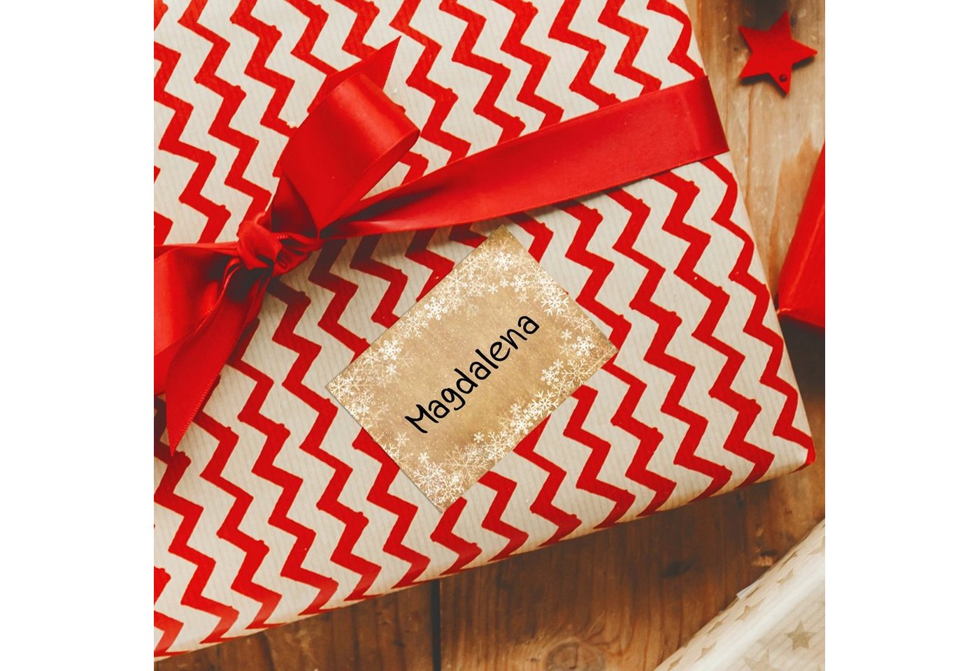 Thumbnail - Sticker Weihnachtliche Etiketten zum Beschriften in Kraftpapier-Optik, 25 Stück, Herstellung in Deutschland