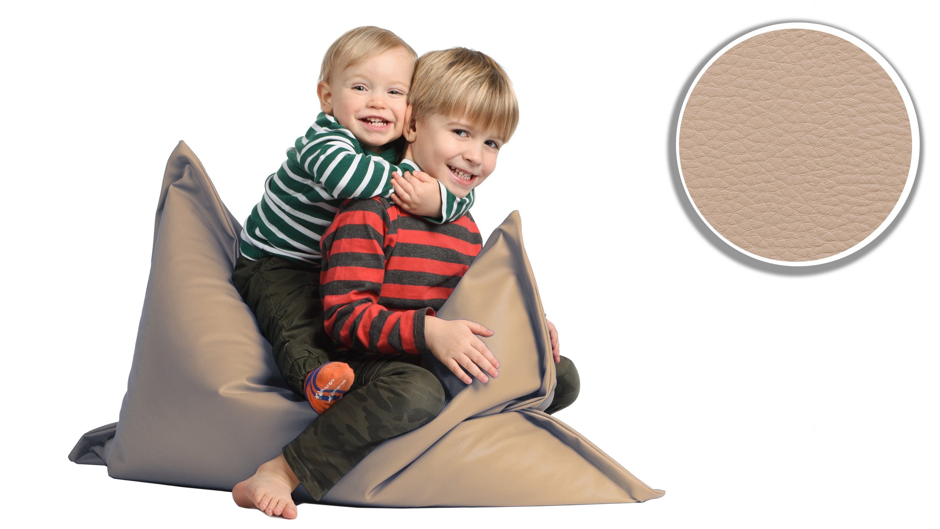sunnypillow Sitzsack aus Kunstleder Outdoor & Indoor für Kinder & Erwachsene, 100 x 70 cm mit 60L Styropor Füllung