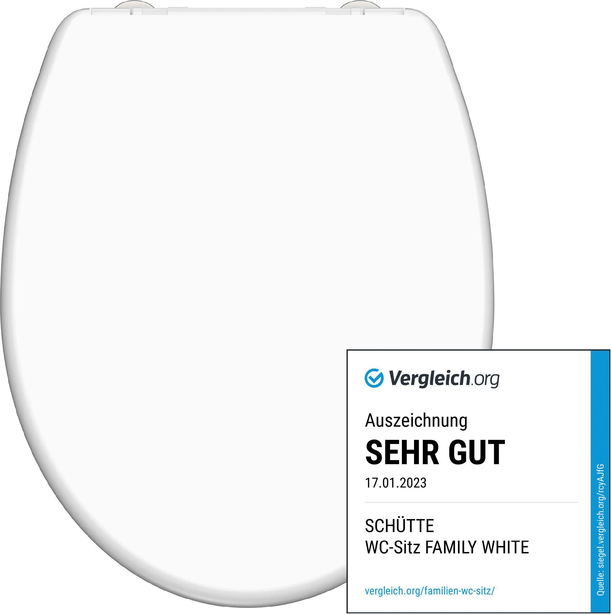 Schütte WC-Sitz FAMILY WHITE, Duroplast, Absenkautomatik, Schnellverschluss, abnehmbarer Kindersitz