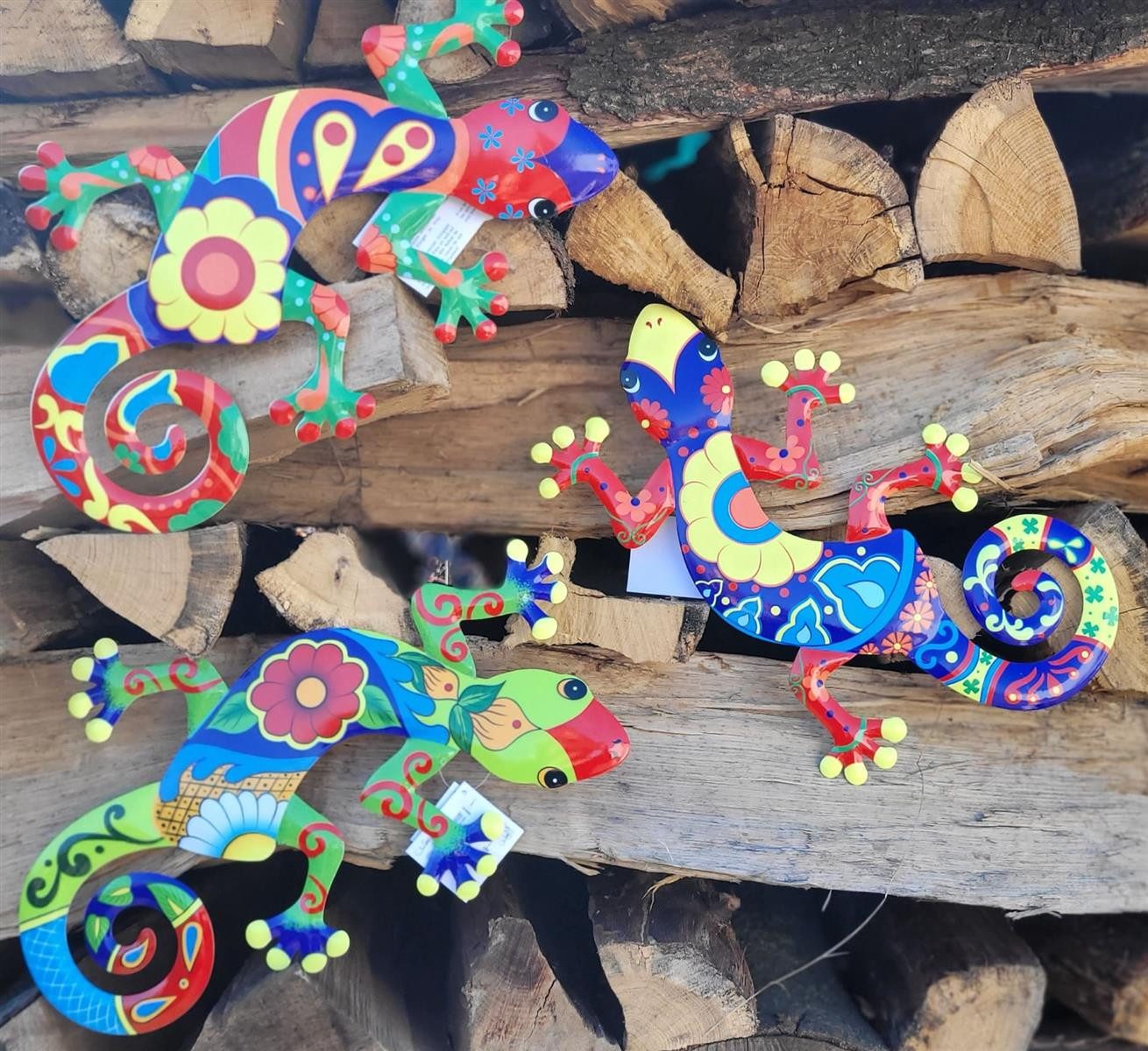 Geschenkestadl Tierfigur 3er Set Geckos Gecko Eidechsen bunt Metallfigur Wa günstig online kaufen