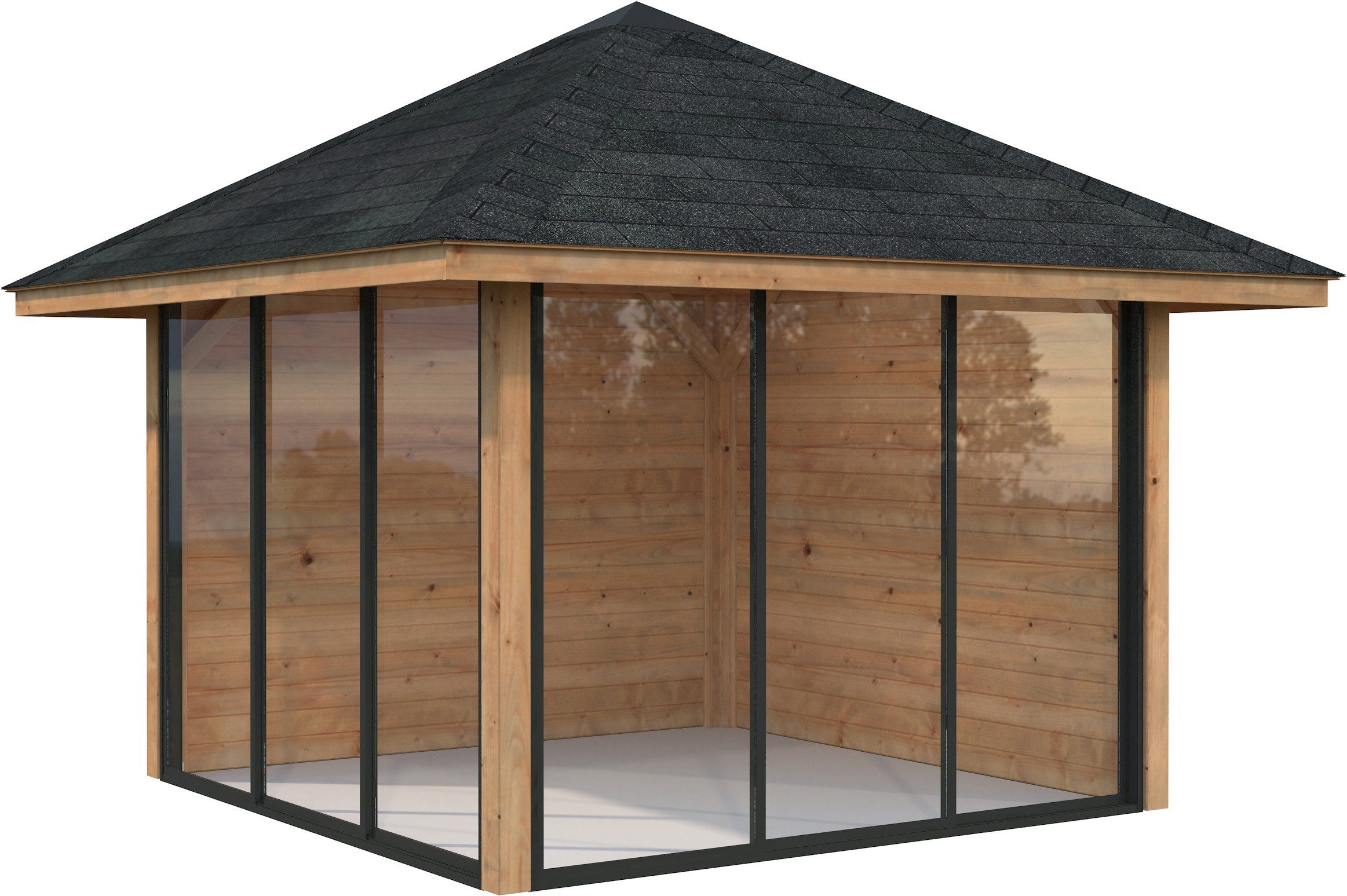 Palmako Gartenhaus Bianca 8,3 m², Set 201 Slide, BxT: 384x384 cm
