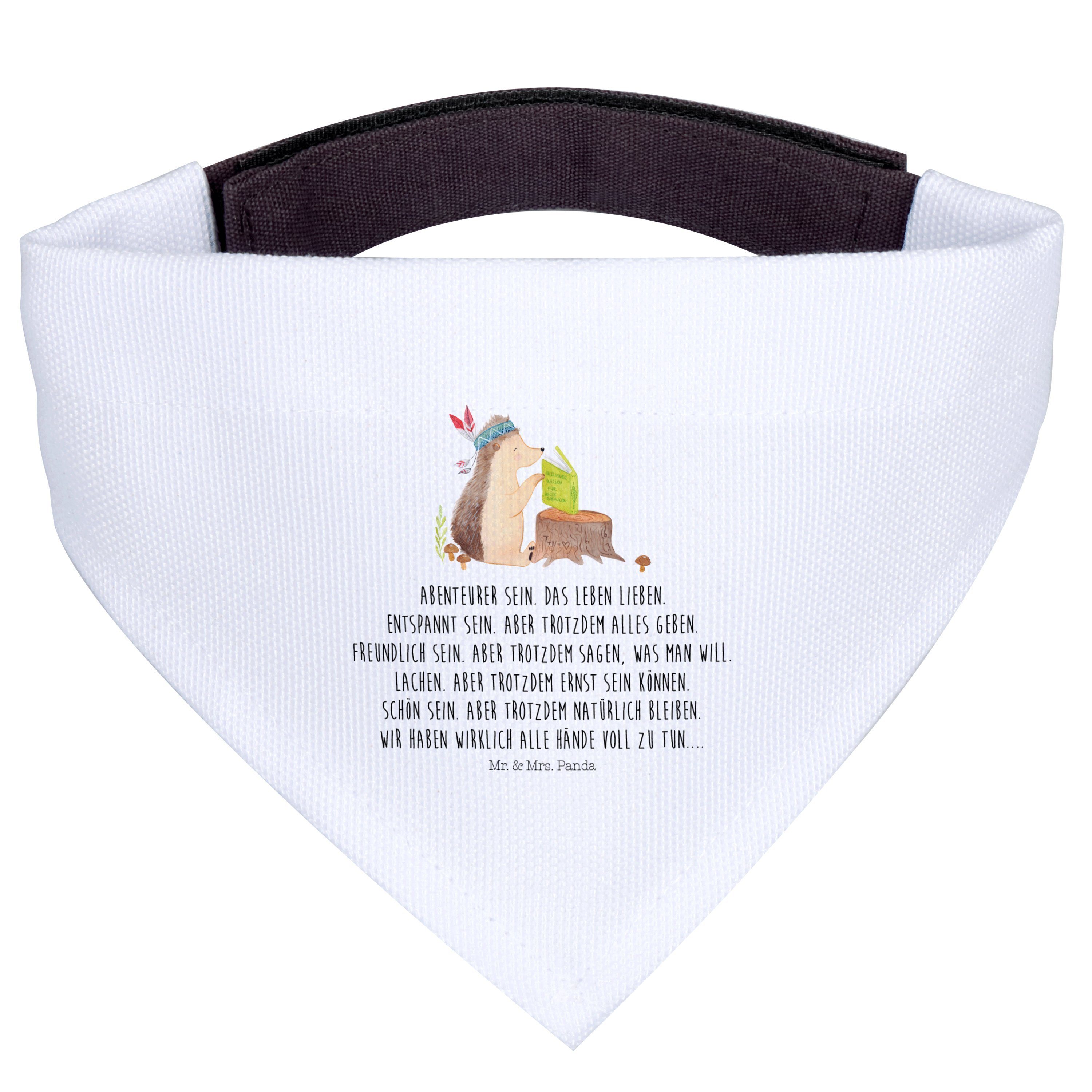 Mr. & Mrs. Panda Hundefliege Igel mit Federkopfschmuck - Weiß - Geschenk, Halstuch, kleine Hunde, klein, Hundehalstuch, Hunde, Bandana, Abenteuer, Tiere, Camping, Waldtiere, Polyester