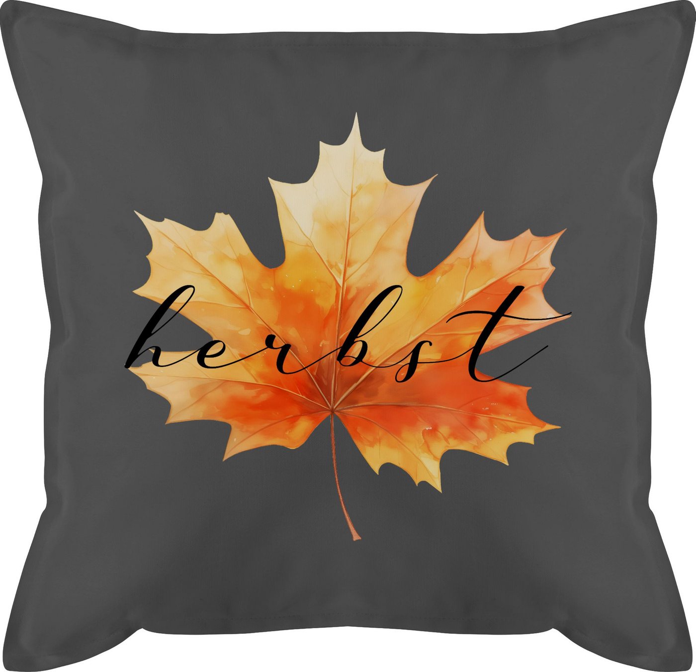 Shirtracer Dekokissen Herbstliches Blatt mit Herbst Schriftzug, Halloween
