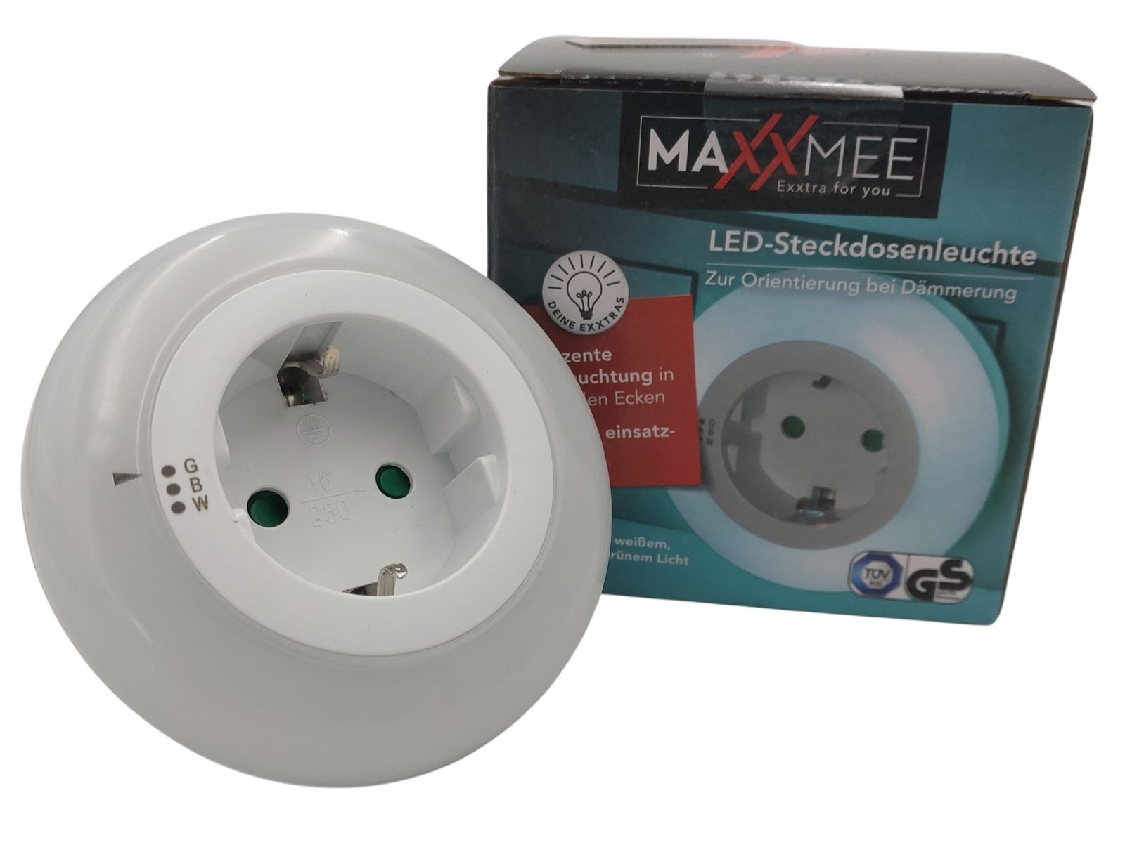 MAXXMEE LED Nachtlicht MAXXMEE LED-Steckdosenleuchte Nachtlicht Lichtsensor 3 Farben