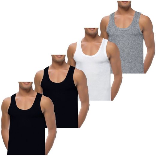 LOREZA Unterhemd »4 Herren Unterhemden extralang long 100% Baumwolle« (4 Stück)