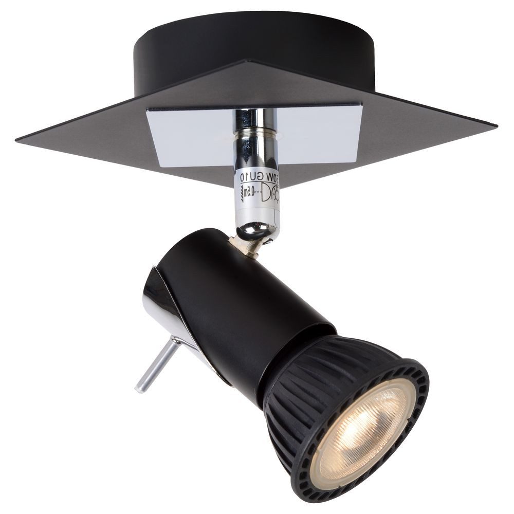 Lucide Deckenstrahler LED Deckenspot Brackx, GU10, chrom, schwarz, 1-flammig, LED