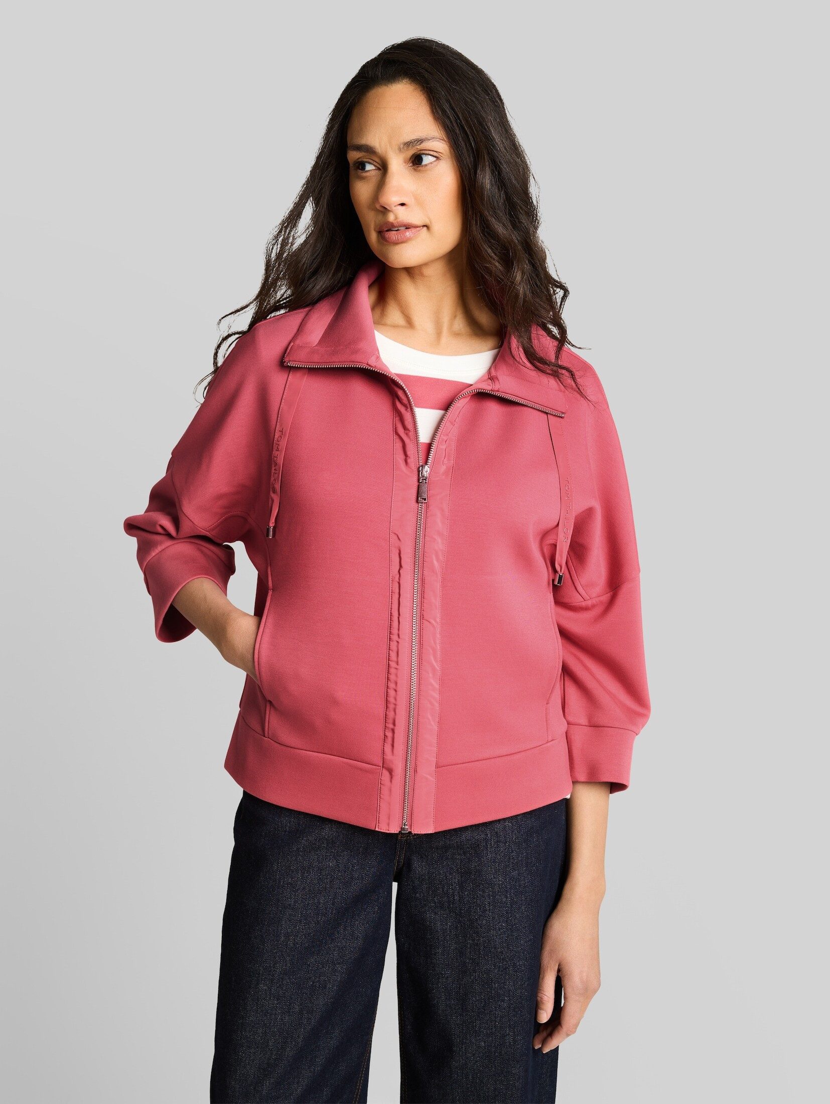 TOM TAILOR Sweatjacke Strick & Sweatshirts Boxy Fit Scuba Sweatjacke