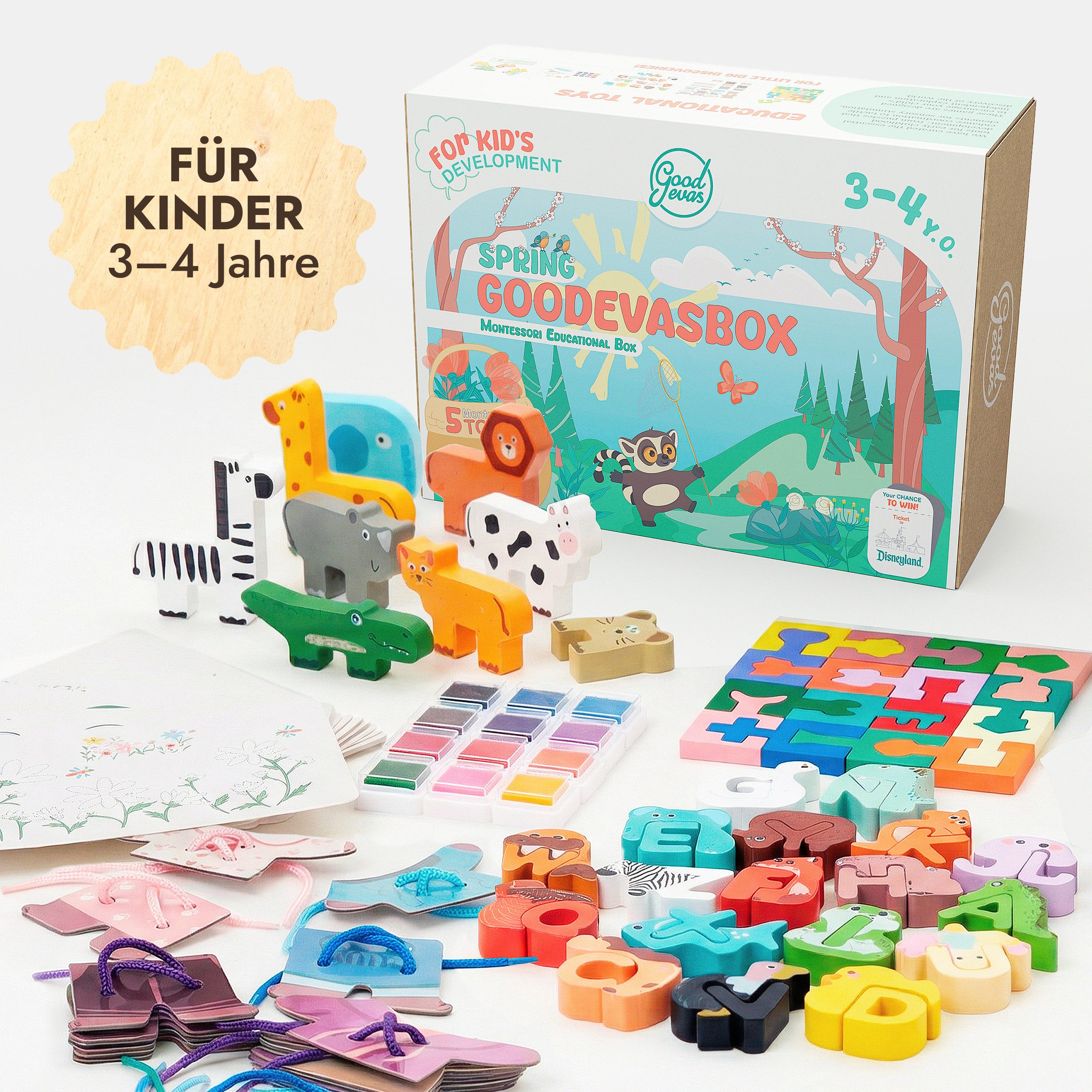 Goodevas Lernspielzeug Montessori Spielzeug für Kinder (Entwicklungsspielset, Lernspielzeuge, Motorikspielzeug aus Holz, Sensorisches Babyspielzeug), Geschenk zum 1. Geburtstag