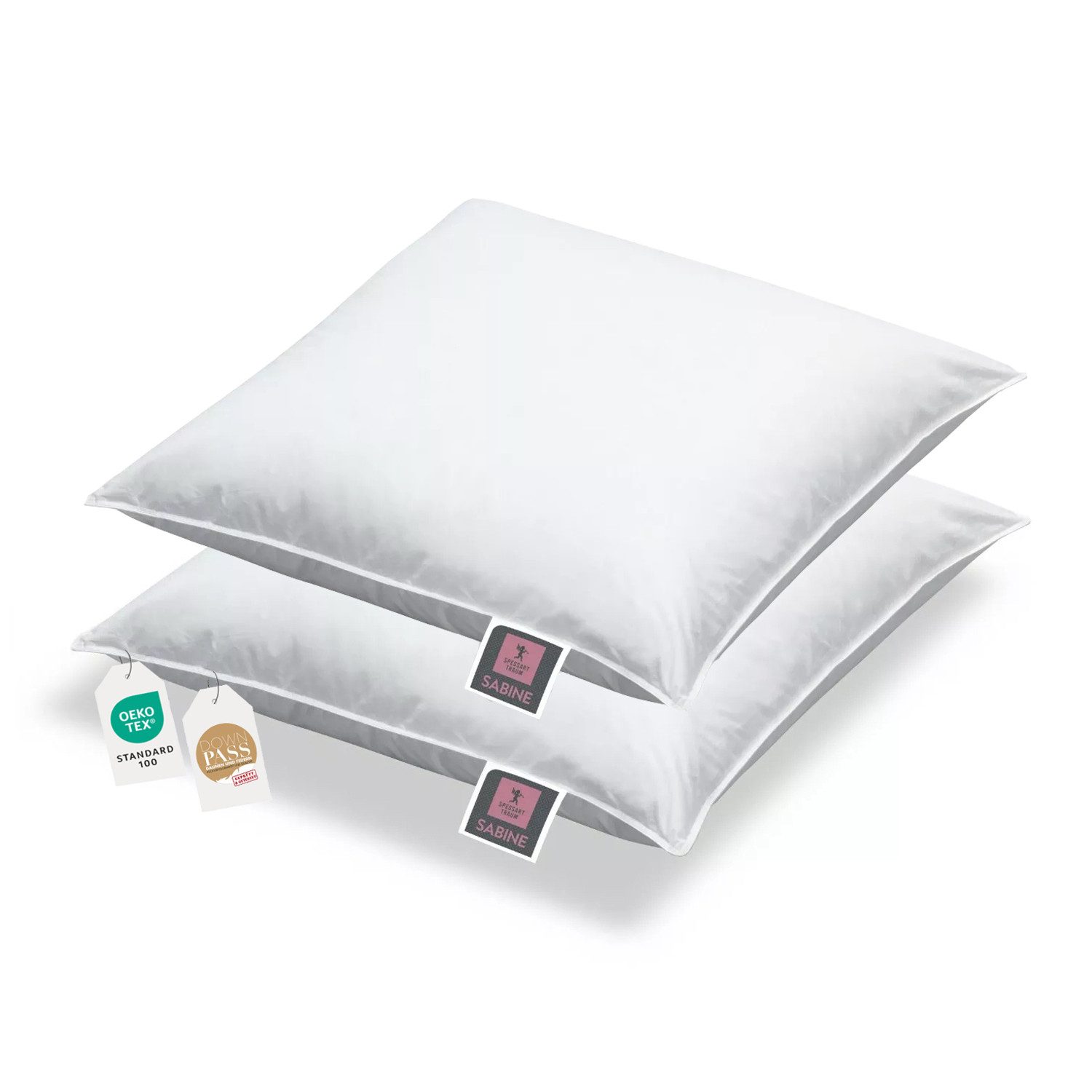 SPESSARTTRAUM Daunenkissen 2 Stück Daunenkissen Kuschelkissen Sofakissen Füllkissen Sabine 40x40, Füllung: 90% Daunen, 10% Federn, Bezug: 100% Baumwolle