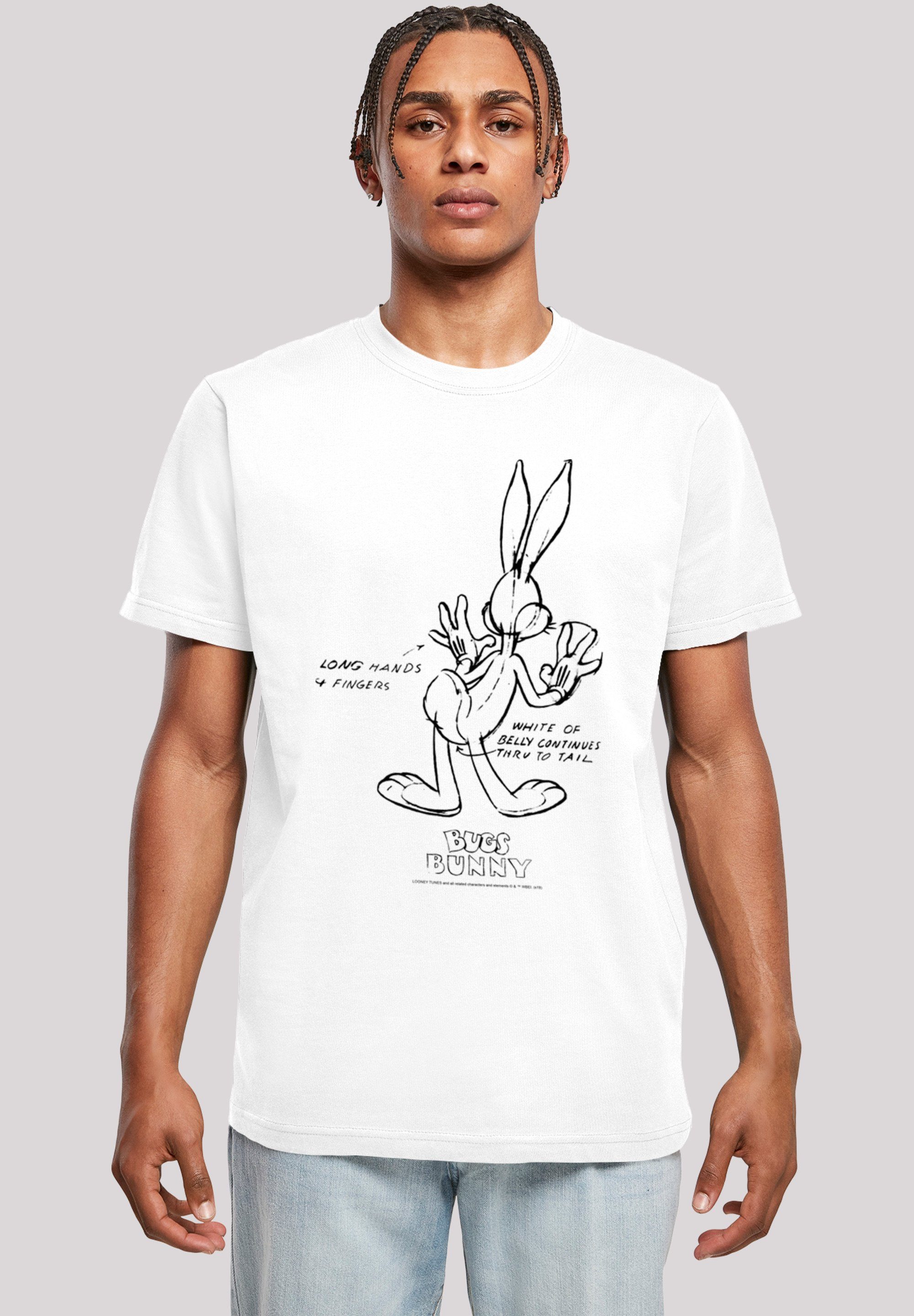 F4NT4STIC T-Shirt Looney Tunes Bugs Bunny White Belly Print weiß