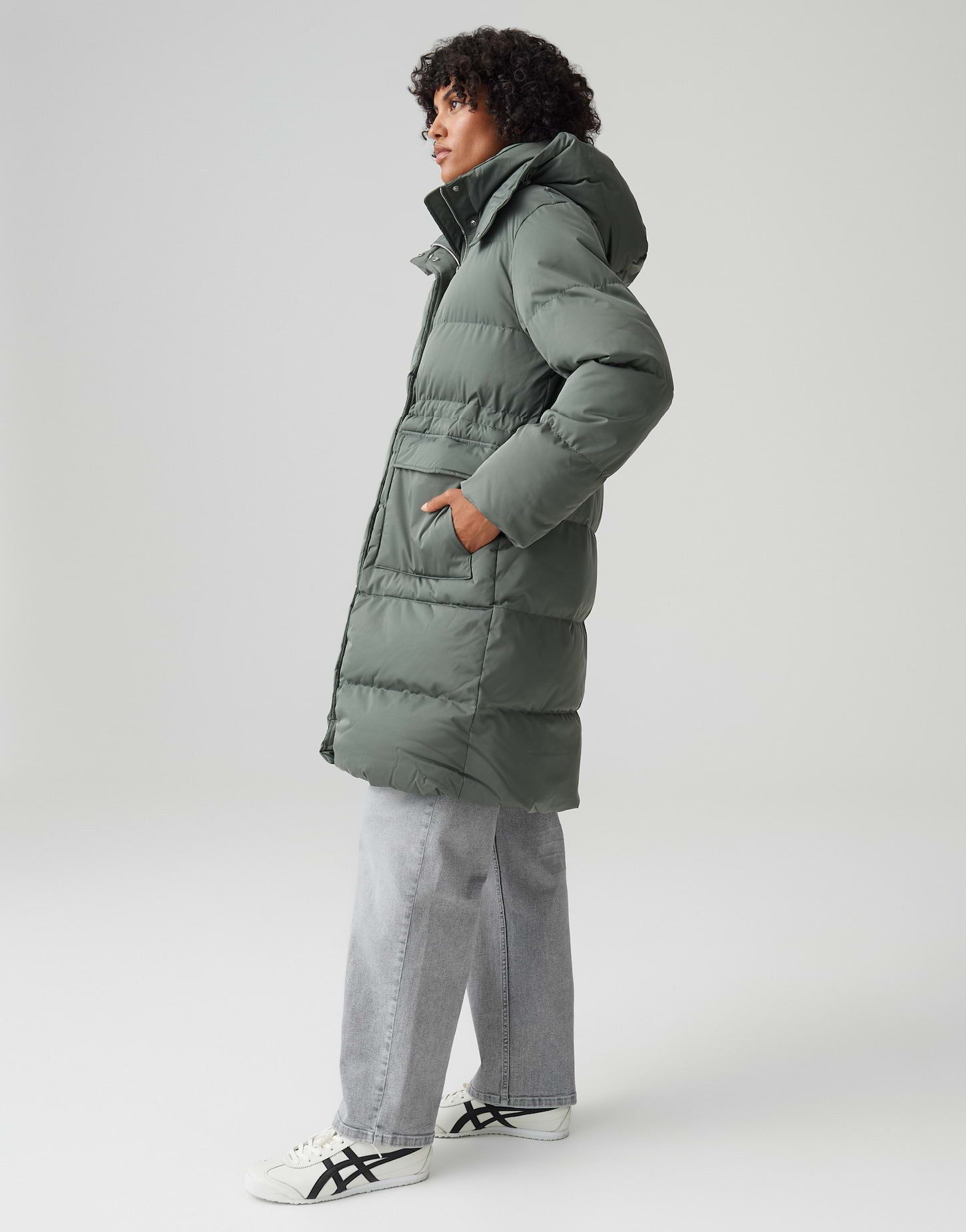 OPUS Steppmantel HALLUSI mit recycelter Füllung knielang, Steppmuster, Zwei-Wege-Reißverschluss