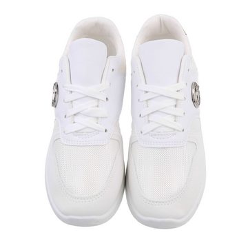 Ital-Design Damen Low-Top Freizeit Sneaker Flach Sneakers Low in Weiß