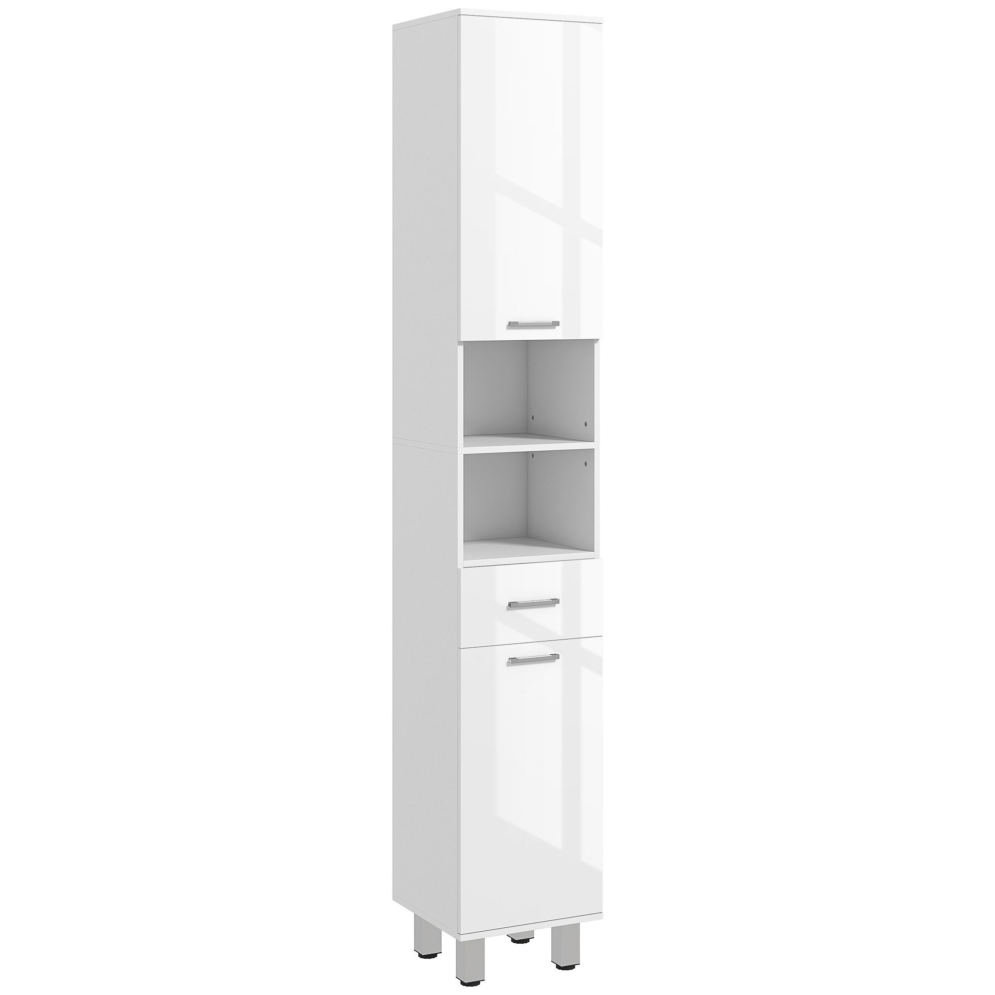 Kleankin Badkommode Badezimmerschrank Hochschrank verstellbare Ablage 2 offene Fächer (Toilettenschrank, 1 St., Badschrank), für kleine Räume Badezimmer 30 x 30 – Bild 2 von 5