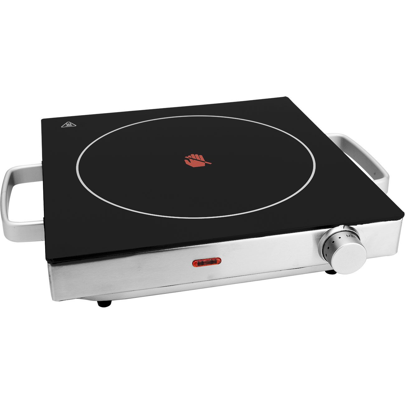 Casativo Einzelkochplatte Mobile Glaskeramik Kochplatte Infrarot-Wärme Ø20cm 2000W IP64, 1er & 2er-Set, stufenlose Temperaturregelung, 35 x 7,6 x 30cm