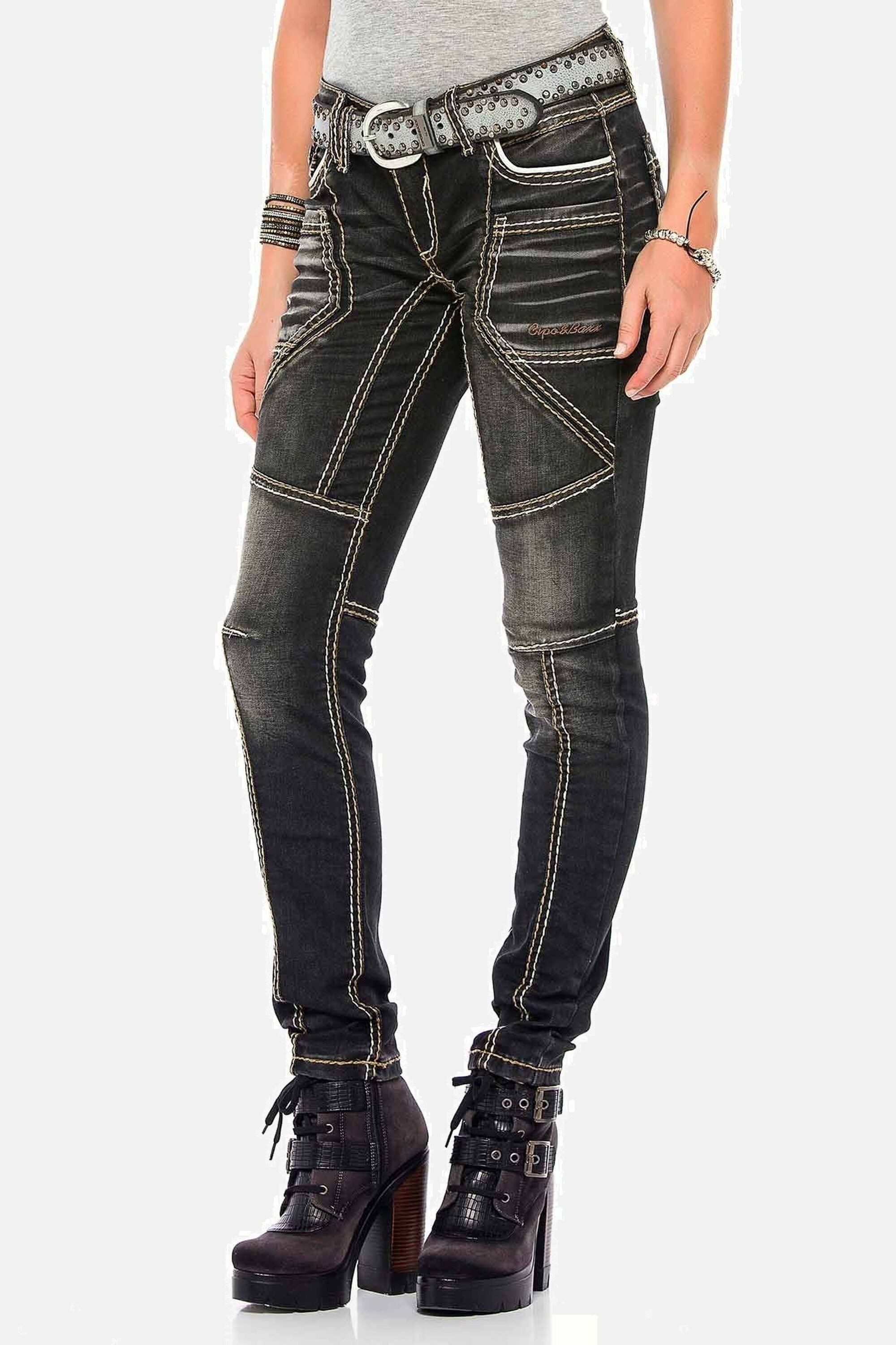Cipo & Baxx Slim-fit-Jeans Jeans mit extravagantem Nahtdesign, WD382