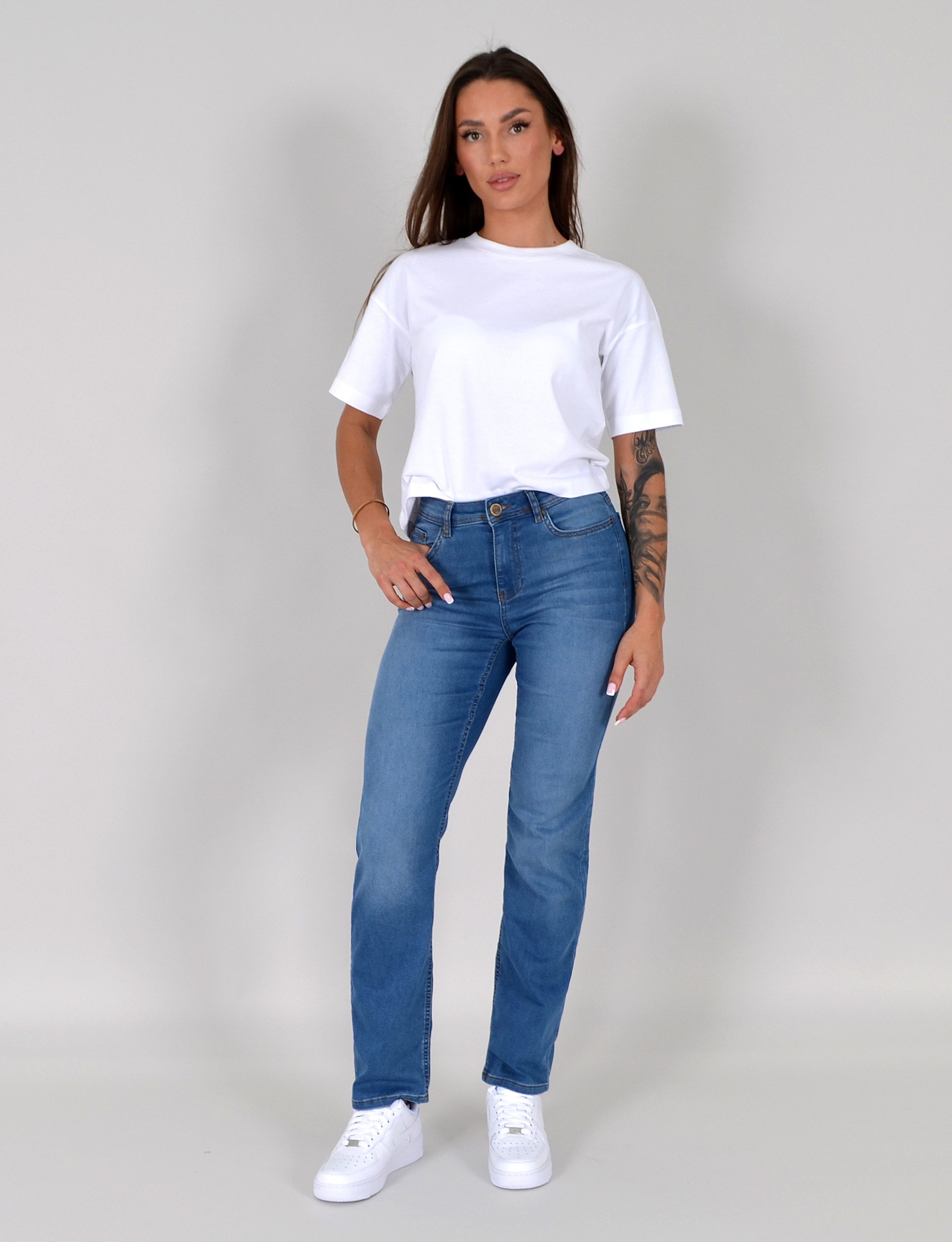 ESRA Straight-Jeans Damen Stretch-Jeans G1400 Straight Jeans Damen High Waist Stretch Jeans Damen Regular Hose