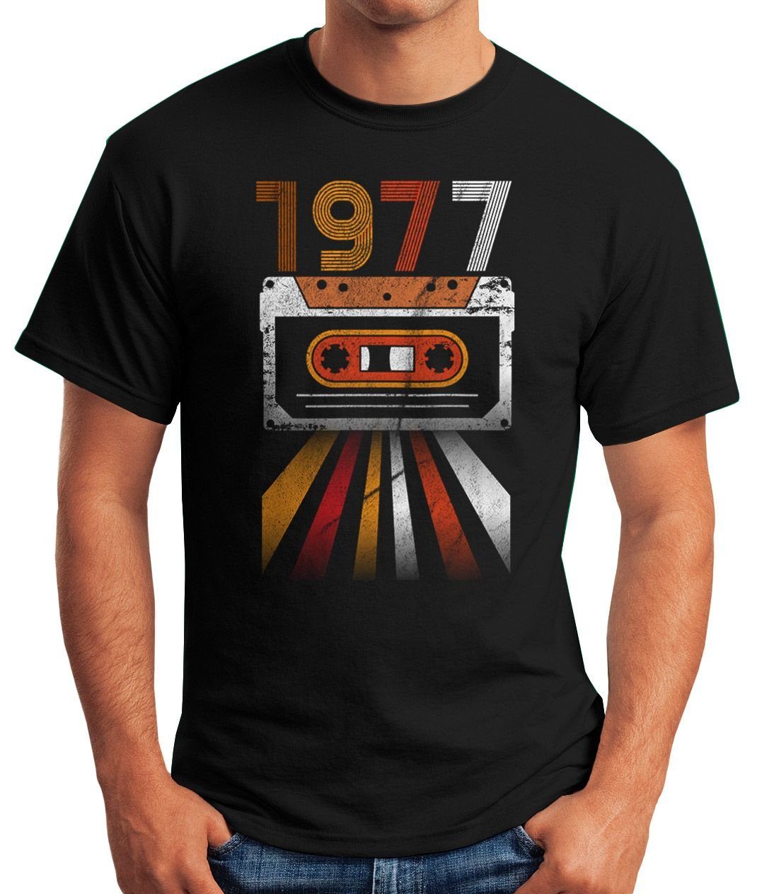 MoonWorks Print-Shirt Herren T-Shirt Geburtstag Retro 70er Jahre Vintage Si günstig online kaufen