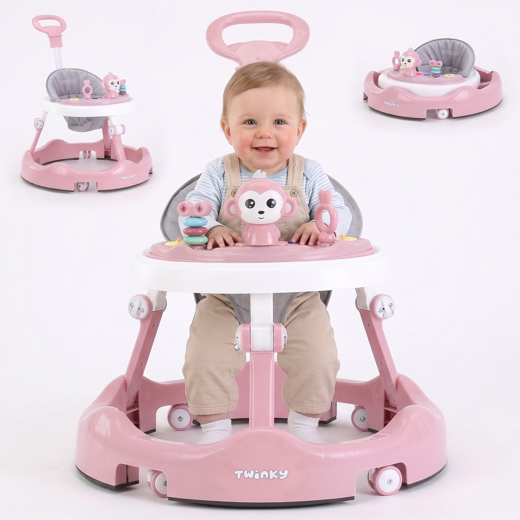 TWINKY Lauflernhilfe für Baby - Klappbarer Lauflernwagen mit Schiebegriff, (Bedienungsanleitung für Babywalker)