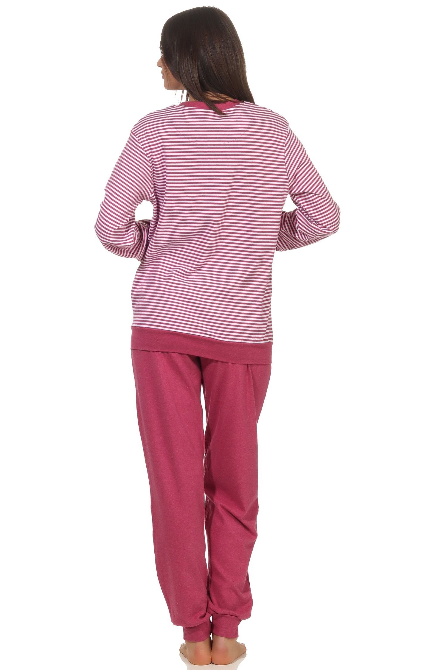 Wäsche/Bademode Pyjamas Normann Pyjama Eleganter Damen Pyjama Schlafanzug langam mit Bündchen in kuscheliger Interlock Qualität
