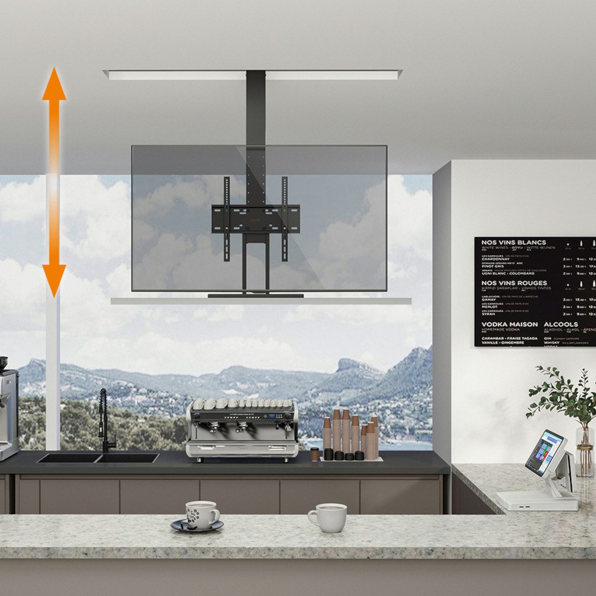 my wall TV-Deckenhalterung HP64L, (bis 55 Zoll, Motorisierter TV-Lift zum Einbau in die Decke)