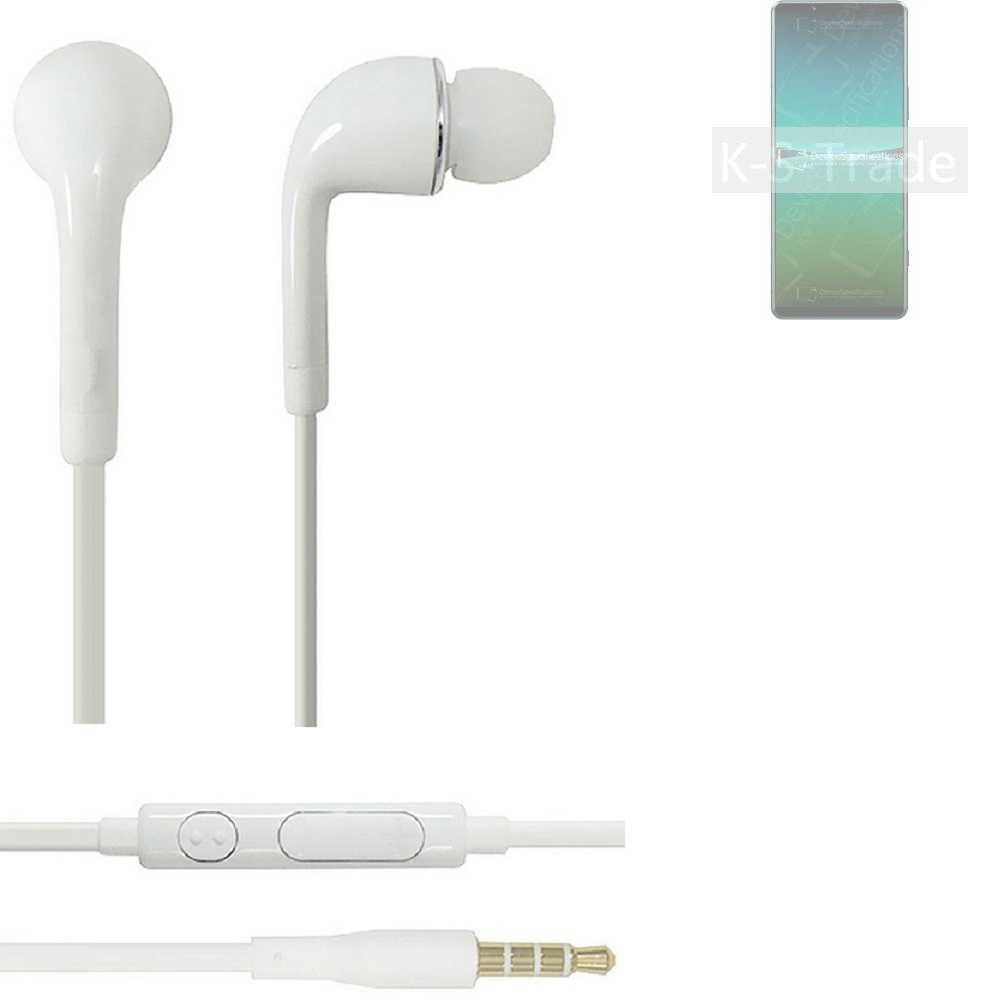 K-S-Trade für Sony Xperia 5 IV In-Ear-Kopfhörer (Kopfhörer Headset mit Mikrofon u Lautstärkeregler weiß 3,5mm)