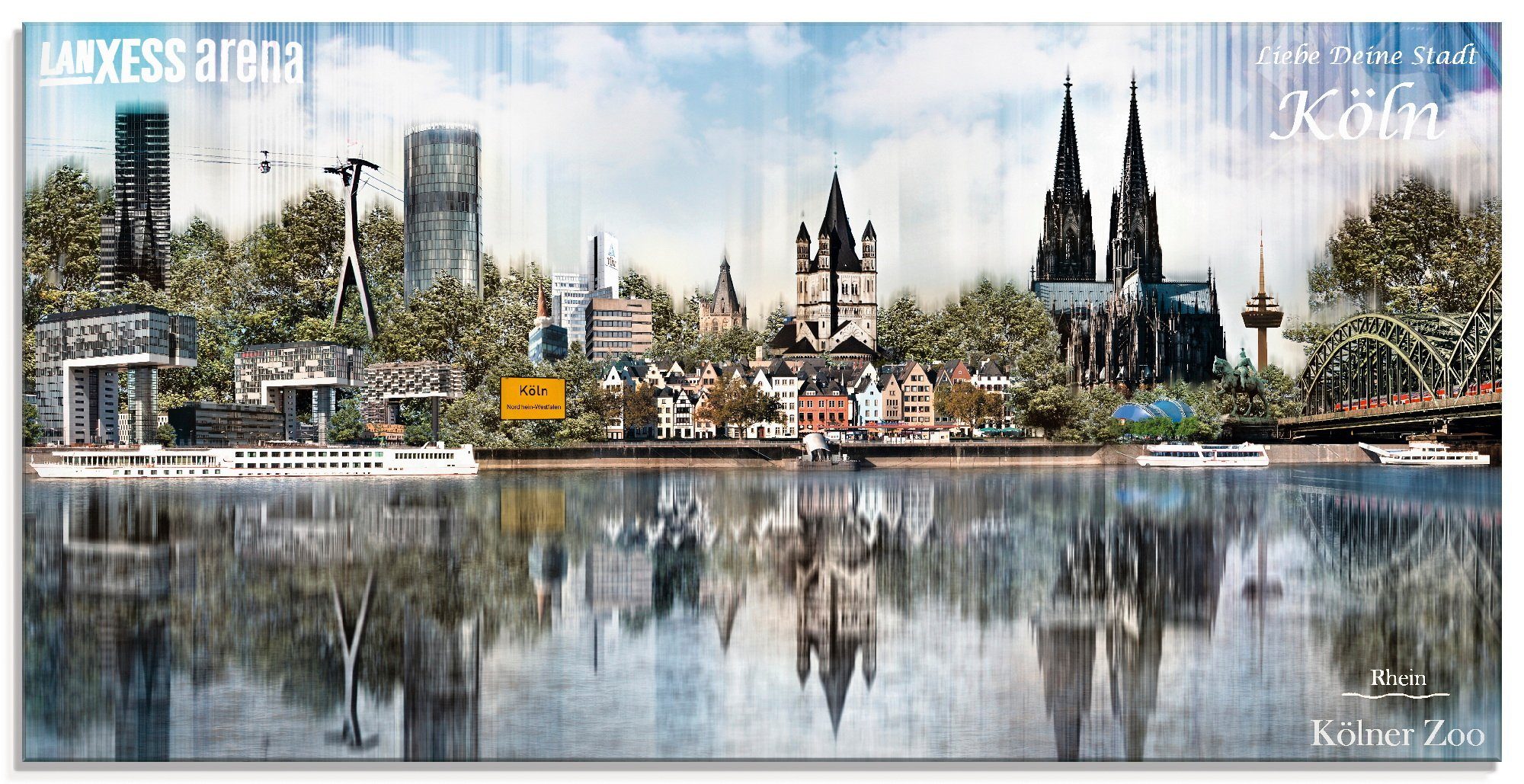 Größen Deutschland Abstrakte St), Glasbild Köln Artland in 20, Collage verschiedenen (1 Skyline