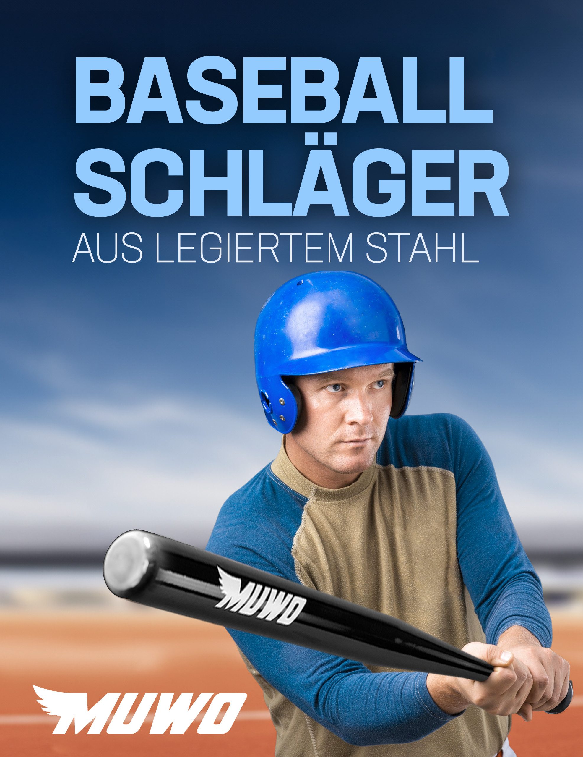 MUWO Baseballschläger "Shootout" 1 kg, Stahl, lackierte Oberfläche, schützt den Stahl vor Feuchtigkeit und Schmutz
