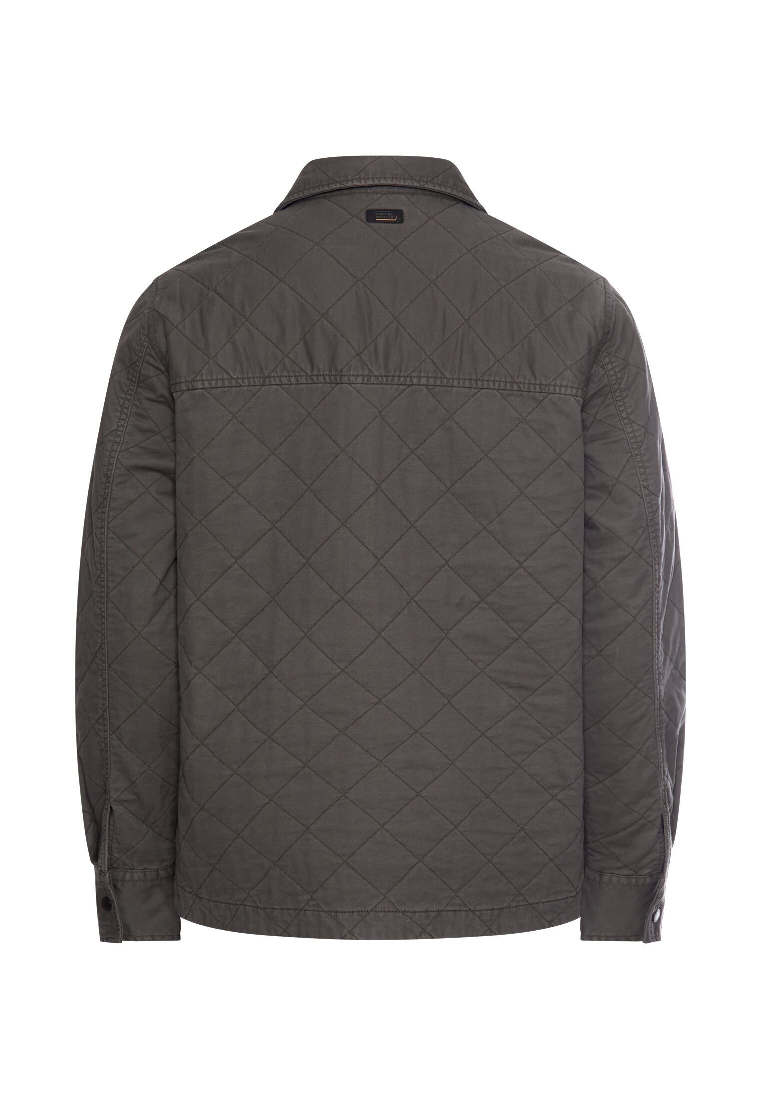 camel active Hemdjacke mit Rautenmuster Langarm Markenlogo