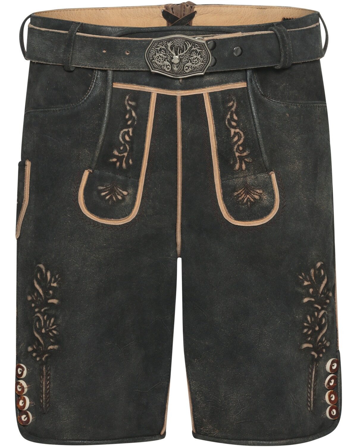 Trachtenlederhose Kurze Lederhose mit Stickerei
