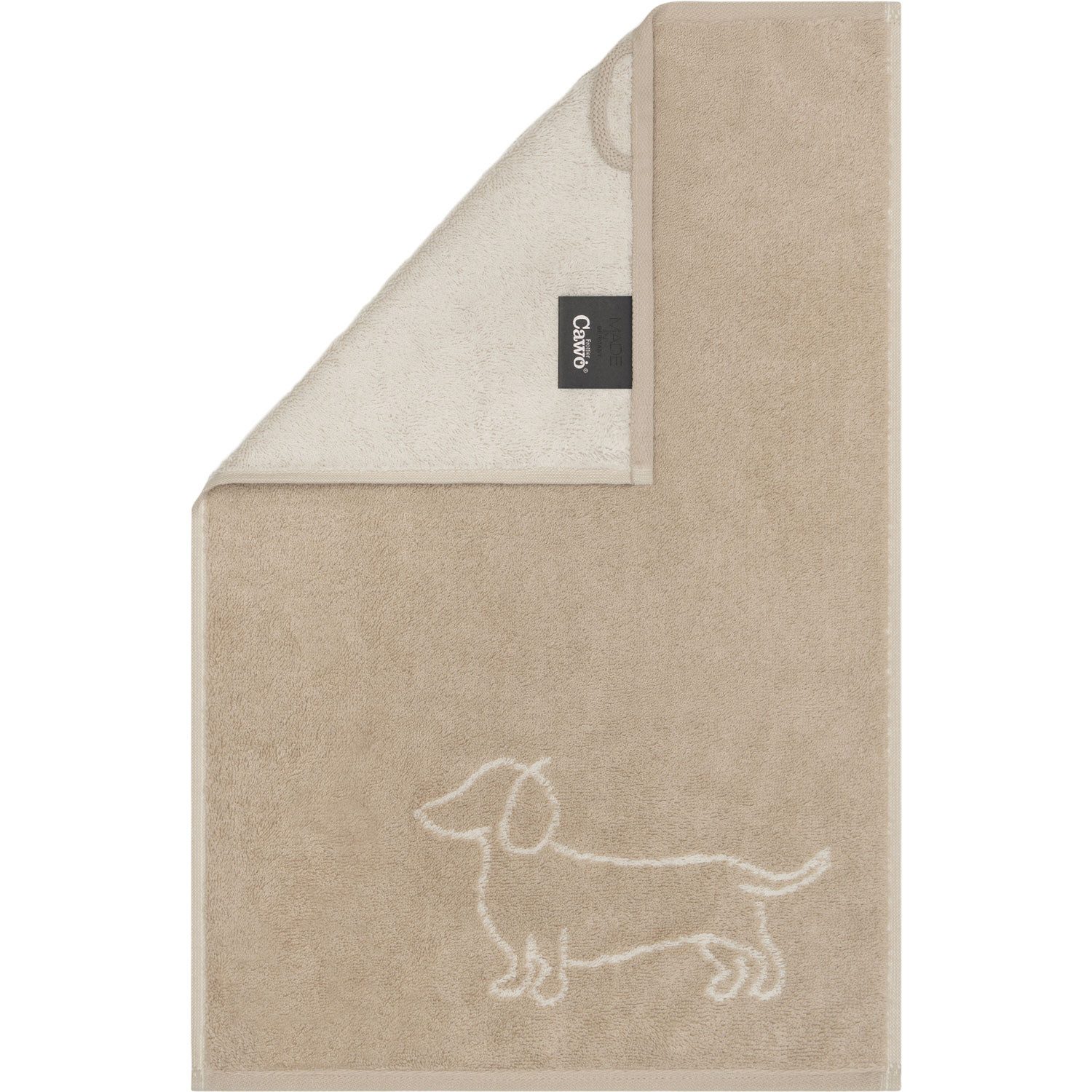 Cawö Handtuch Cawö Handtuch Duschtuch Gästetuch We love Dogs 6248-33 Dackel Natur, Walkfrottier, 100% Baumwolle