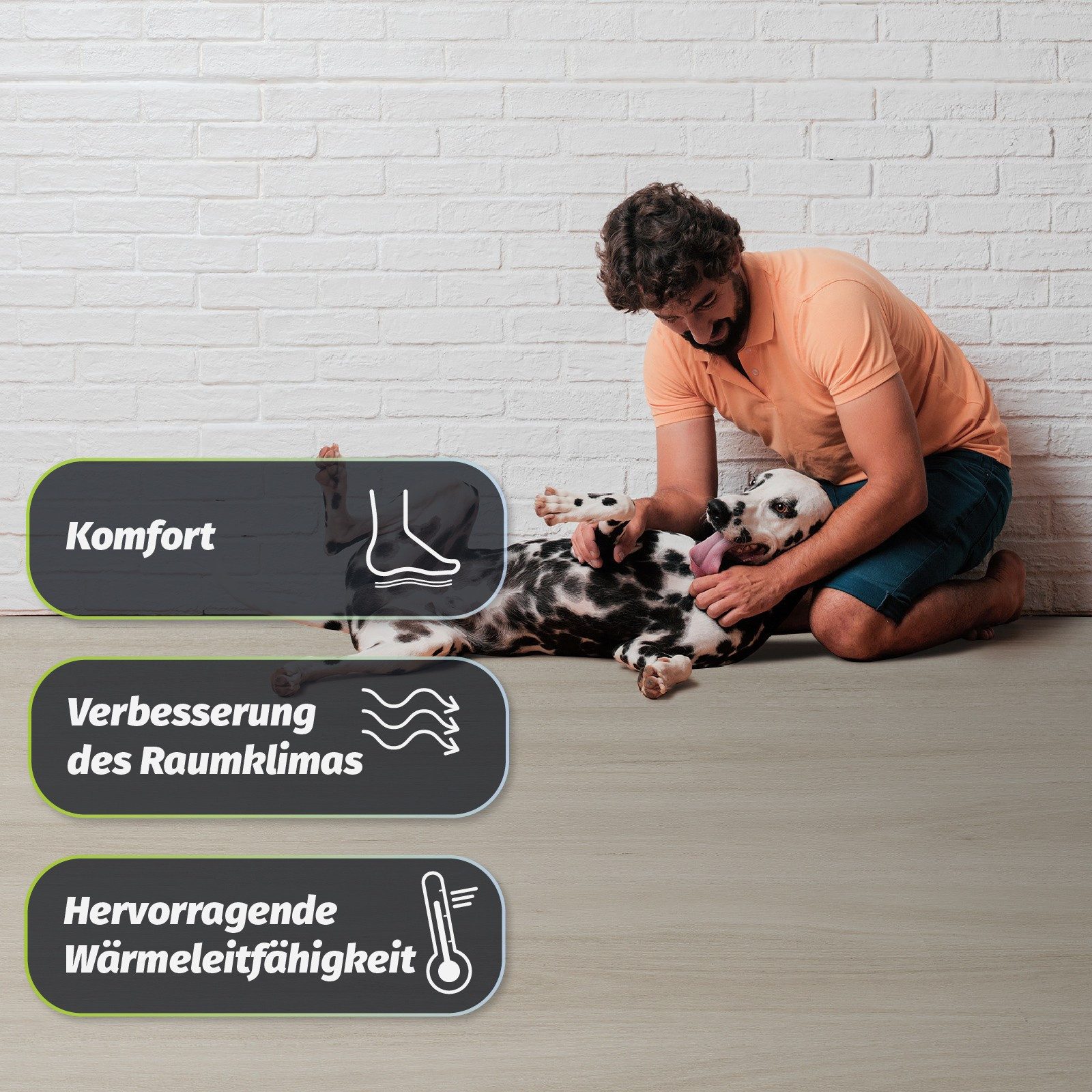HORI Vinylboden HORI Klebe-Hartvinylboden Traubeneiche, Boden Fliesenformat, Massiv, Traubeneiche, XXL Bodenbelag, Paket, 16 Stück pro Paket, Leicht zu installieren, geräuschdämpfend und feuchtigkeitsbeständig.
