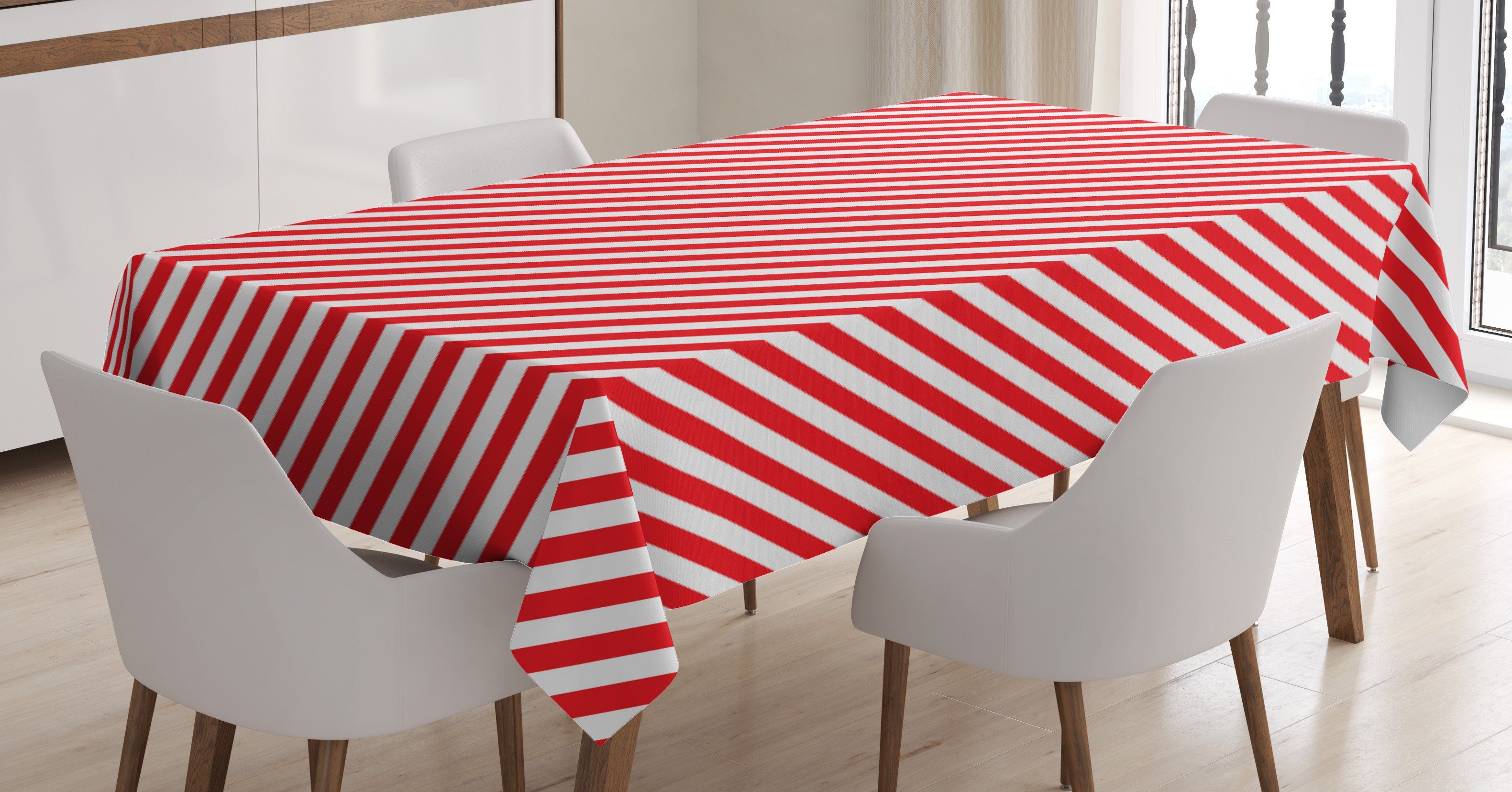 Zuckerstange Außen Red Für Klare Farben, Farbfest Diagonal Bereich Lines Waschbar den Tischdecke Abakuhaus geeignet