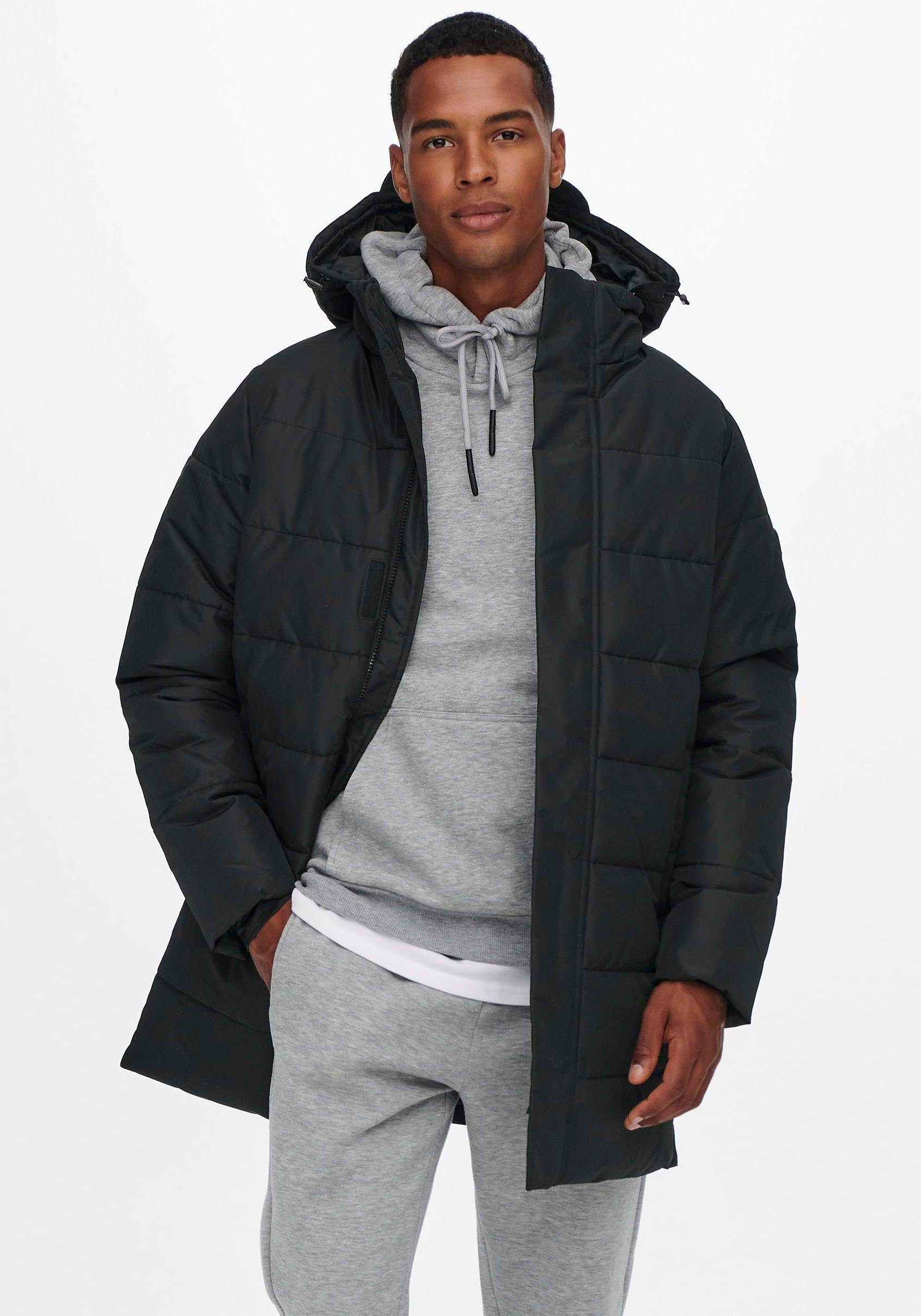 Steppjacke LIFE COAT QUILTED OTW ONLY black SONS NOOS & ONSCARL LONG