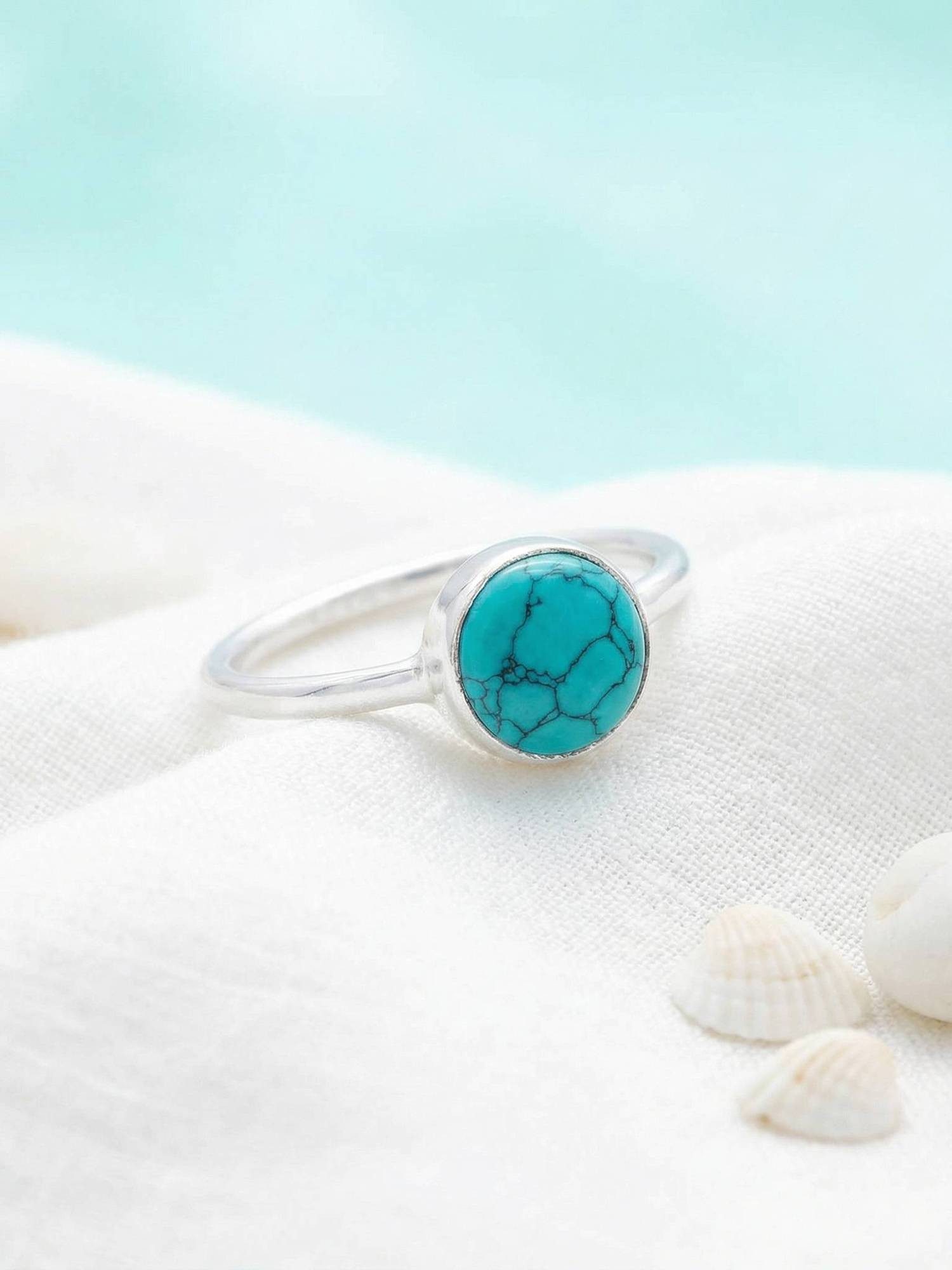 mantraroma Silberring SAMA rund aus 925 Silber mit Türkis (Ring mit Schmuck günstig online kaufen