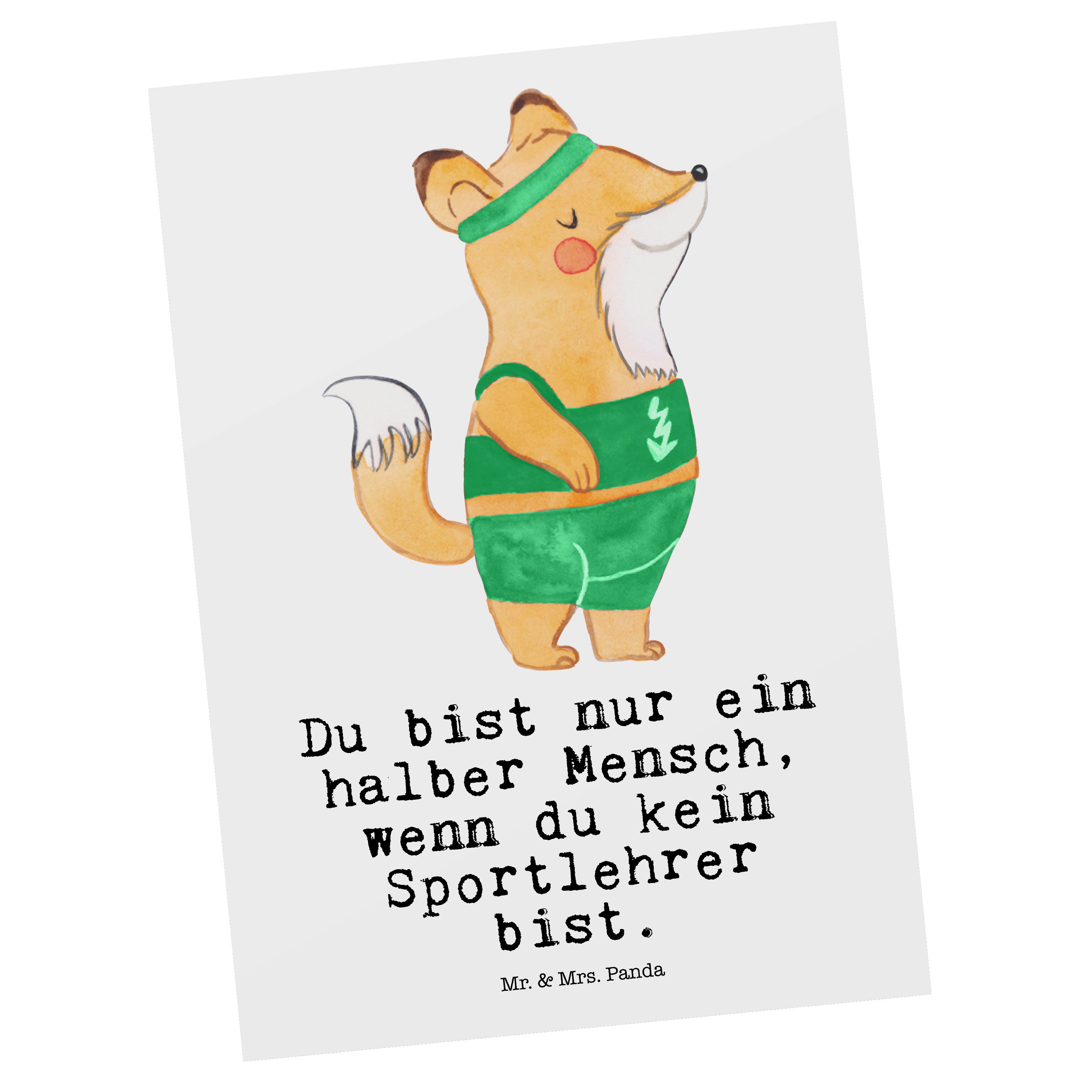 Mr. & Mrs. Panda Postkarte Sportlehrer Herz Weiß Geschenk