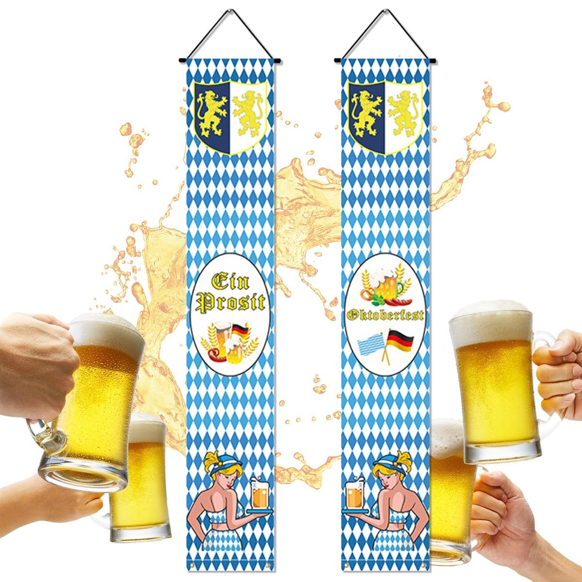 FELIXLEO Hängedekoration Oktoberfest Deko Banner 2 Stück 180x30cm Bierfest Dekoration (1 St)