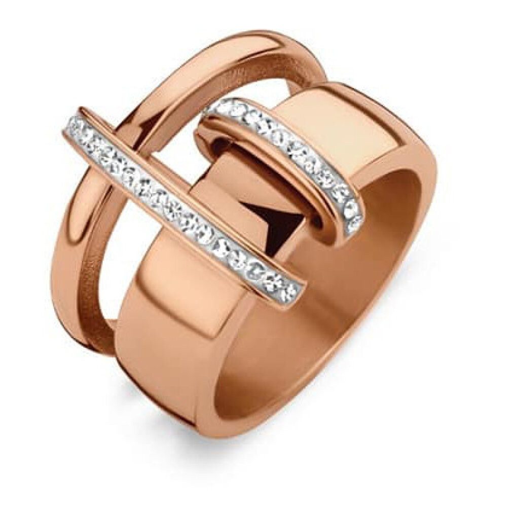 Javoli.com Fingerring Victoria Rosegoldfarbener Weißsteine Ring