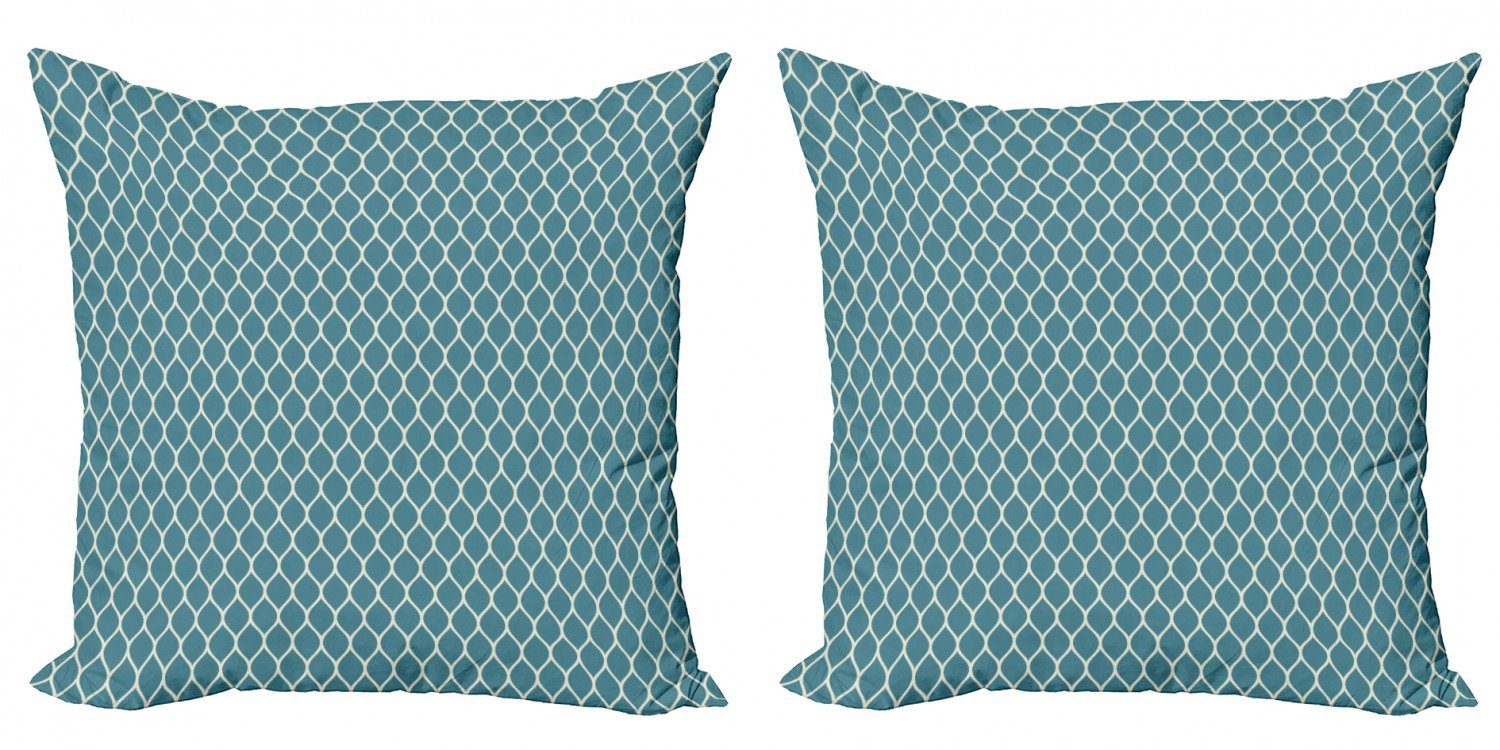 Kissenbezüge Modern weiß und (2 Gewellte Doppelseitiger Abakuhaus Accent Blau Tile Digitaldruck, Linien Stück)