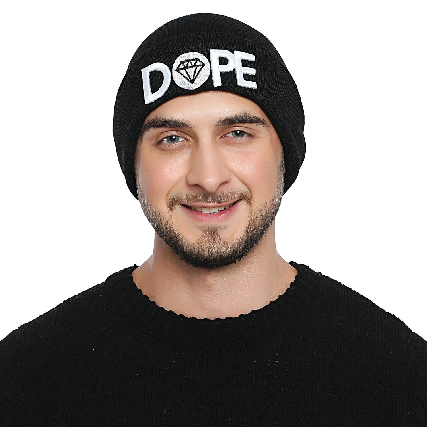 DonDon Beanie stylische Herren Winter Beanie (Packung, 1-St) Wintermütze, mit coolem Statement-Print, Strickmütze mit Krempe