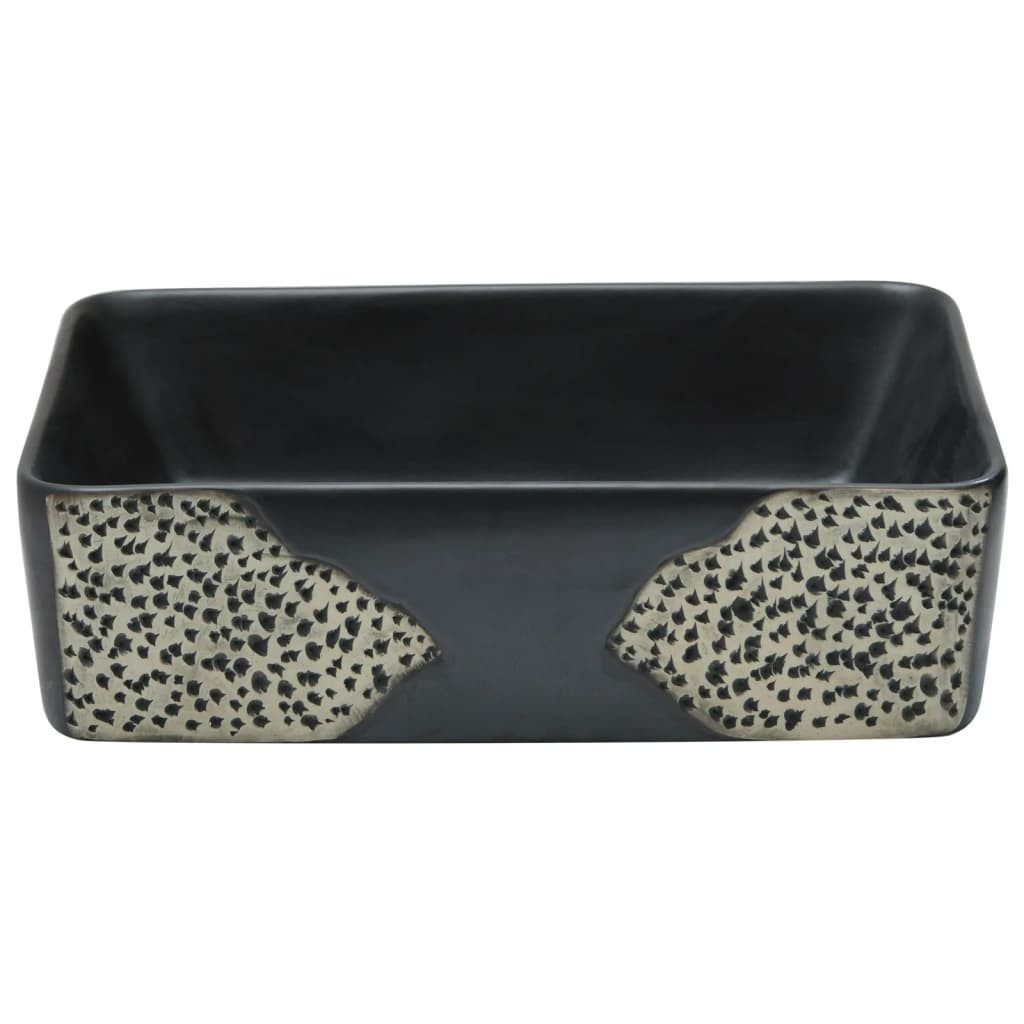 vidaXL Waschbecken Aufsatzwaschbecken Schwarz Rechteckig 46x35,5x13cm günstig online kaufen